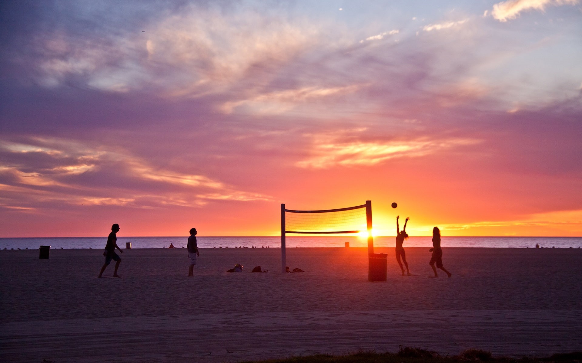 Angeles, Venice, Beach, Sunset, 1080P, California, Volleyball, los, People, USA, HD Wallpaper