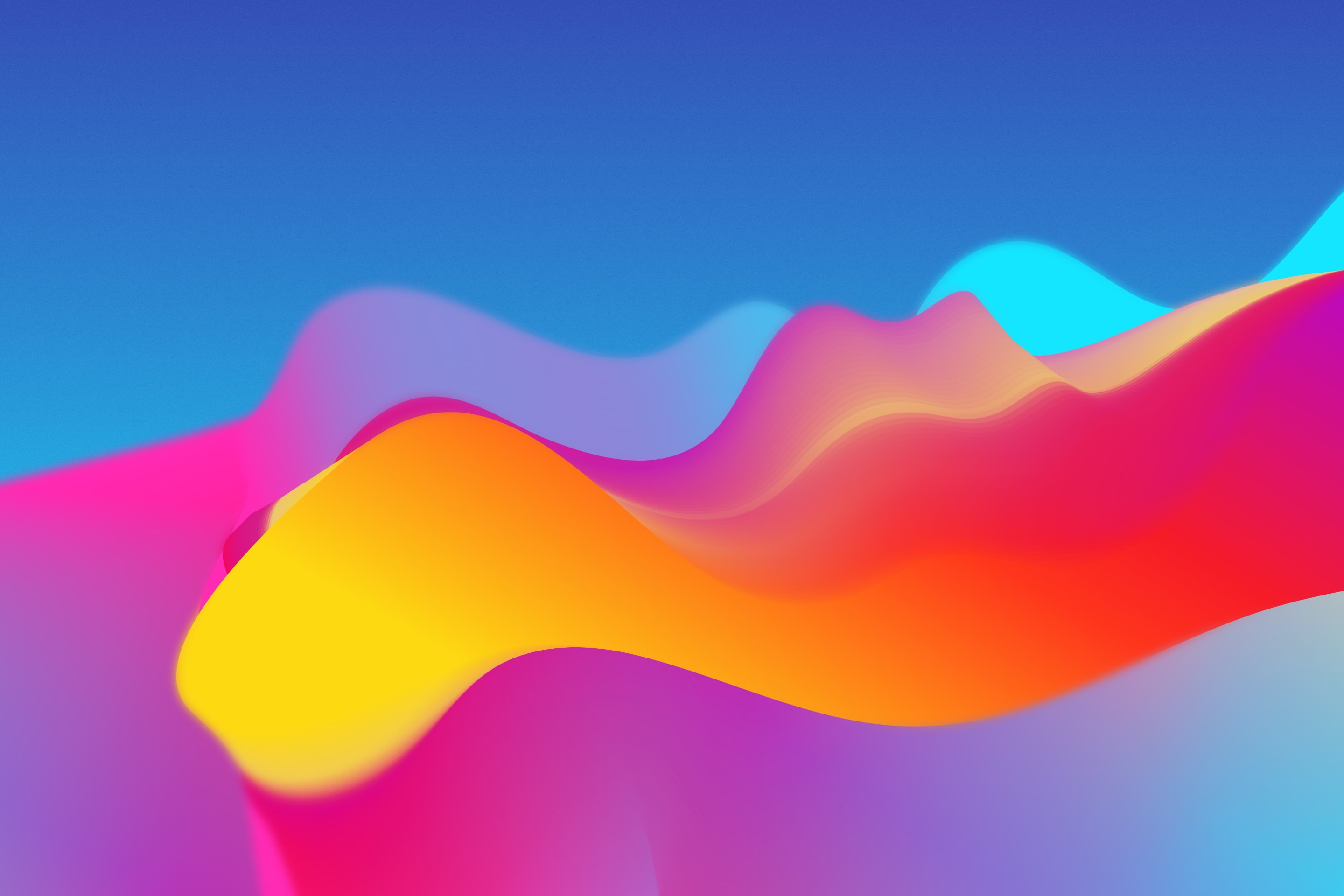 flowing, creativity, blue, no people, yellow, Colorful, Neon, HTC U12 Plus, mixing, 2K, design, pink color, abstract backgrounds, indoors, abstract, blue background, HD Wallpaper