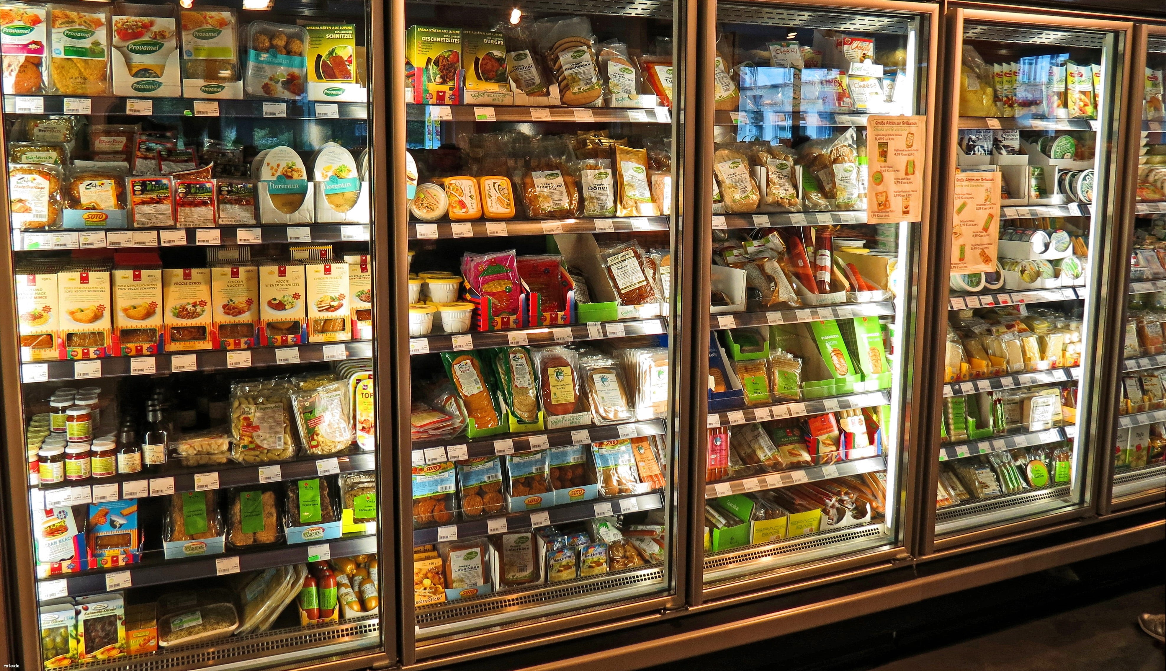 large group of objects, food, aisle, retail, for sale, refrigeration, store, cold, multi colored, variation, fridge, 4K, still life, arrangement, market, HD Wallpaper