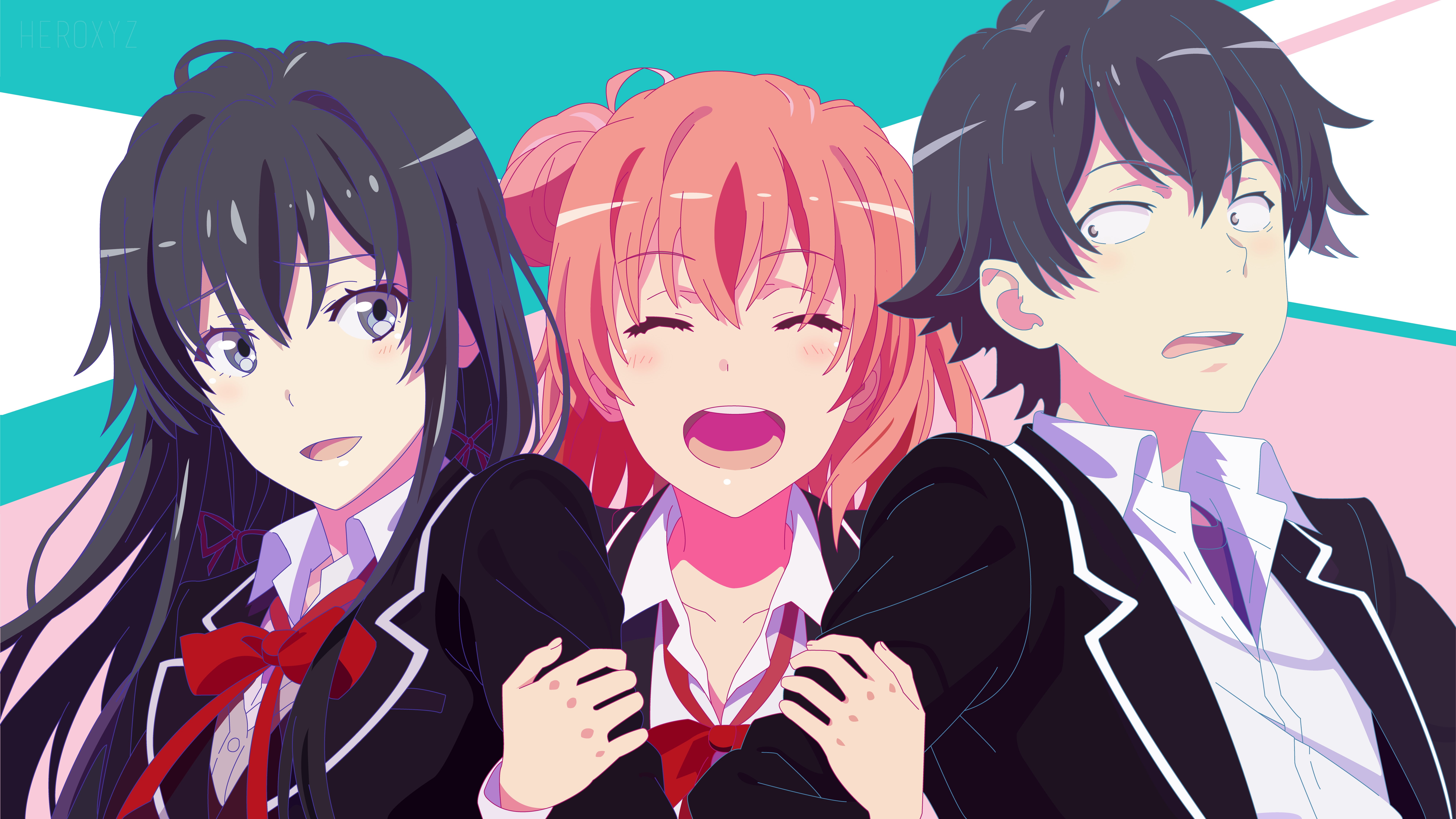 Yuigahama Yui, 8K, Yukinoshita Yukino, anime, Hikigaya Hachiman, anime girls, Yahari Ore no Seishun Love Comedy wa Machigatteiru, HD Wallpaper