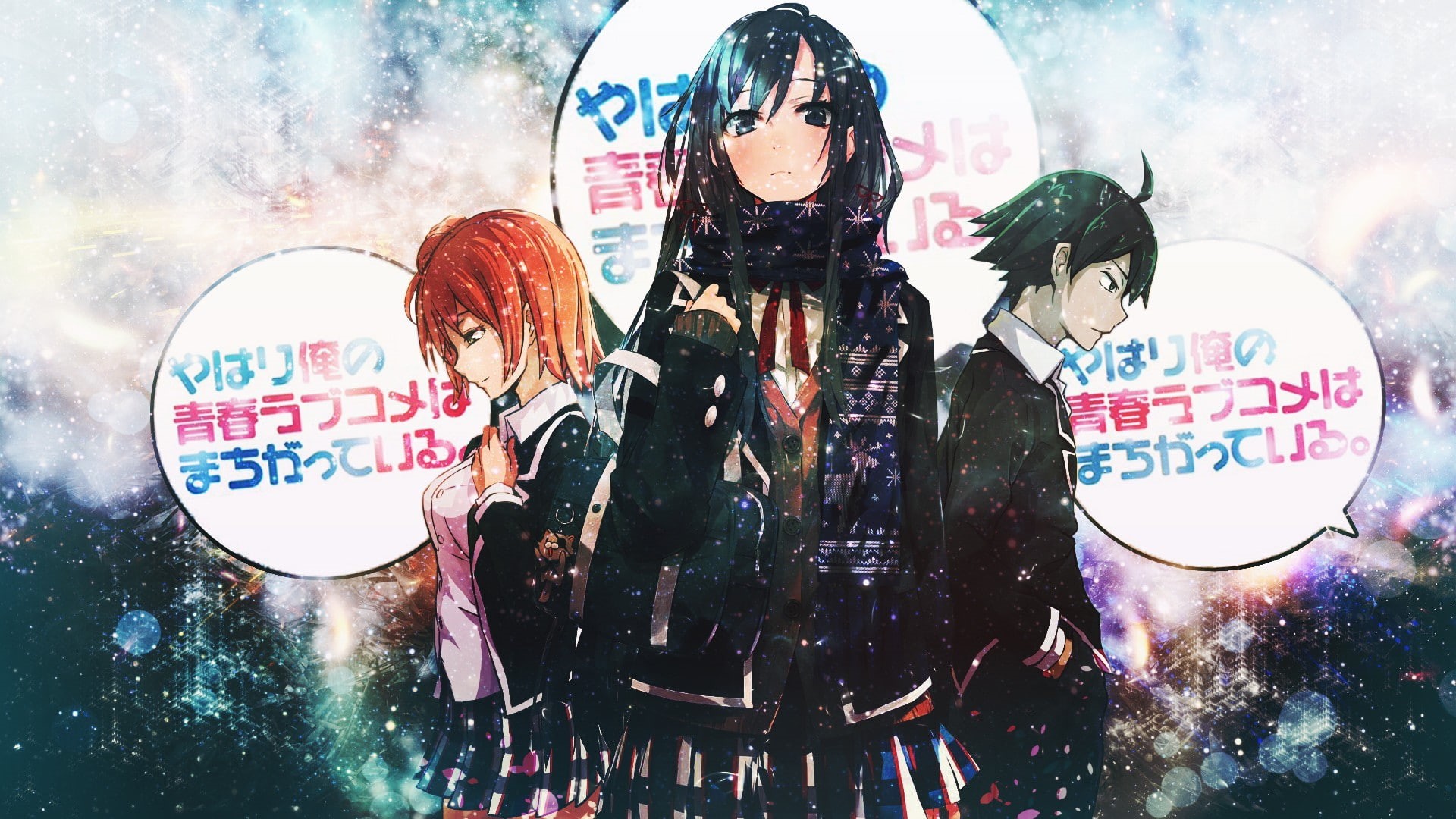 Yukinoshita Yukino, Hikigaya Hachiman, 1080P, anime, Yahari Ore no Seishun Love Comedy wa Machigatteiru, Yuigahama Yui, HD Wallpaper