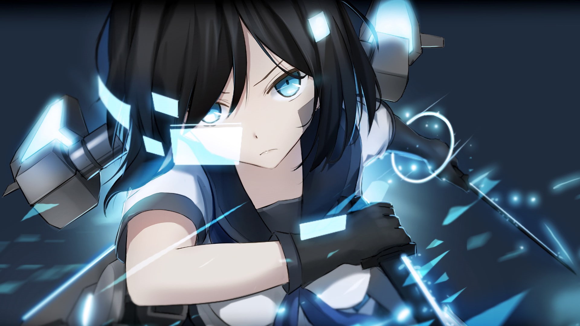 Kantai Collection, representation, eyeglasses, futuristic, transparent, 1080P, illuminated, glasses, pattern, human representation, blue, close-up, technology, HD Wallpaper