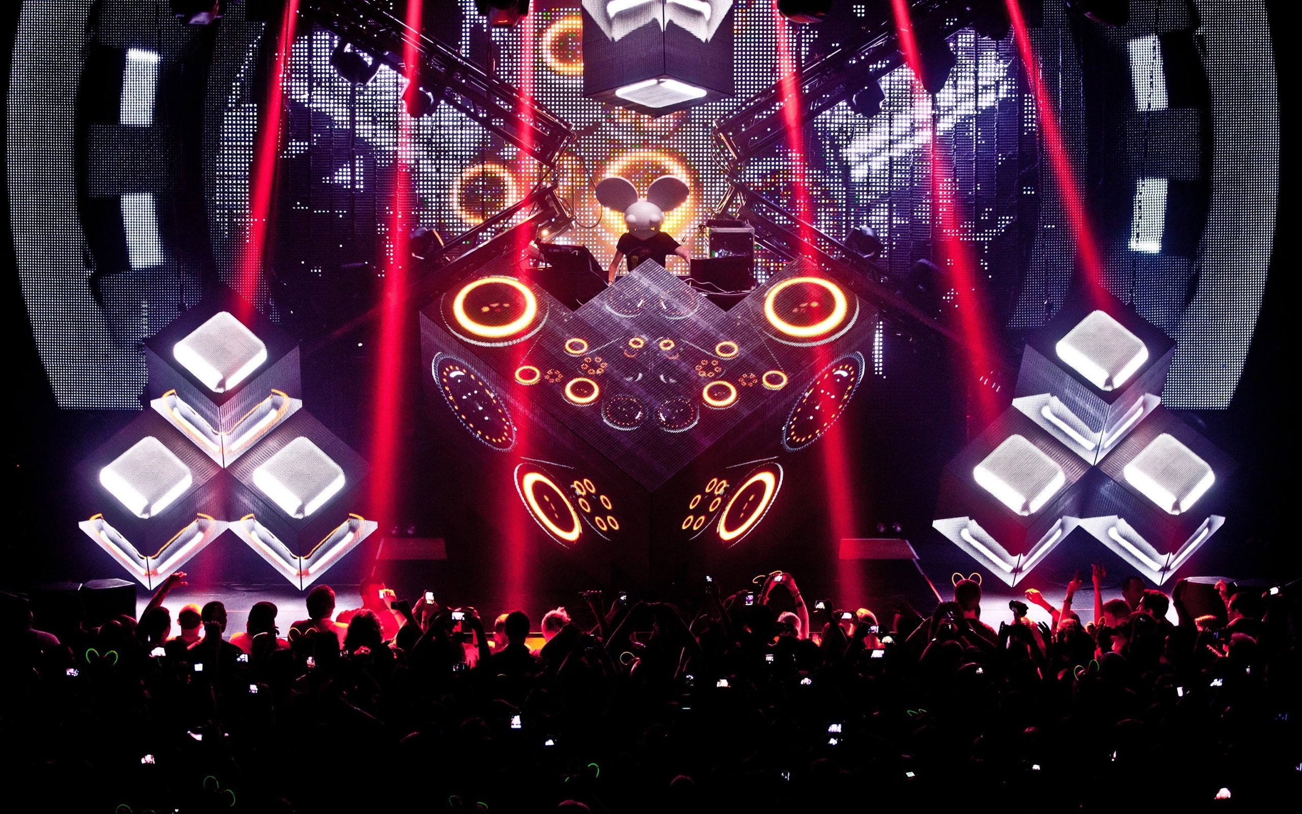2K, deadmau5, deadmau, concert, music, hd, rave, crowd, HD Wallpaper
