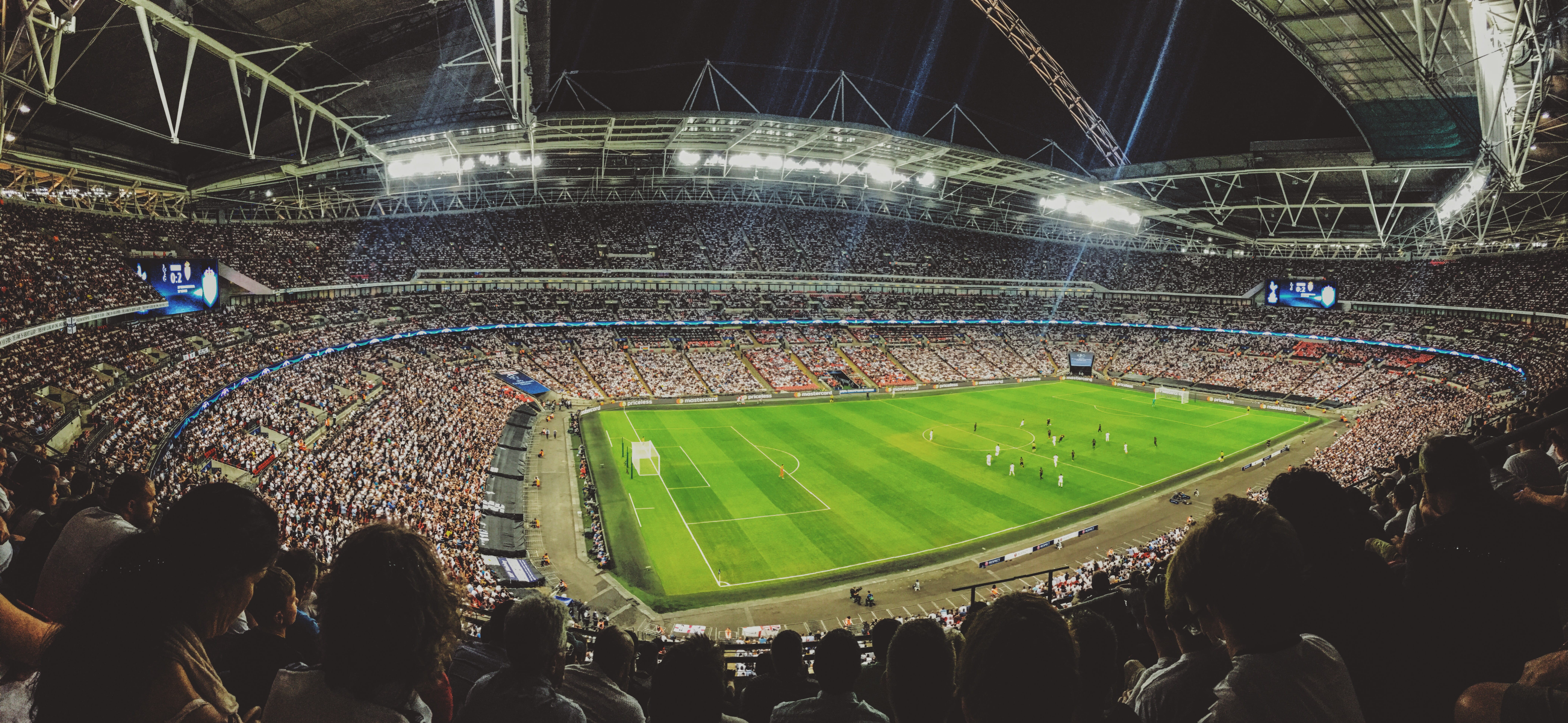 inside, excitement, football, night, wembley, human, 8K, large group of people, lifestyles, real people, turf, spectator, game, athletic, field, leisure activity, HD Wallpaper