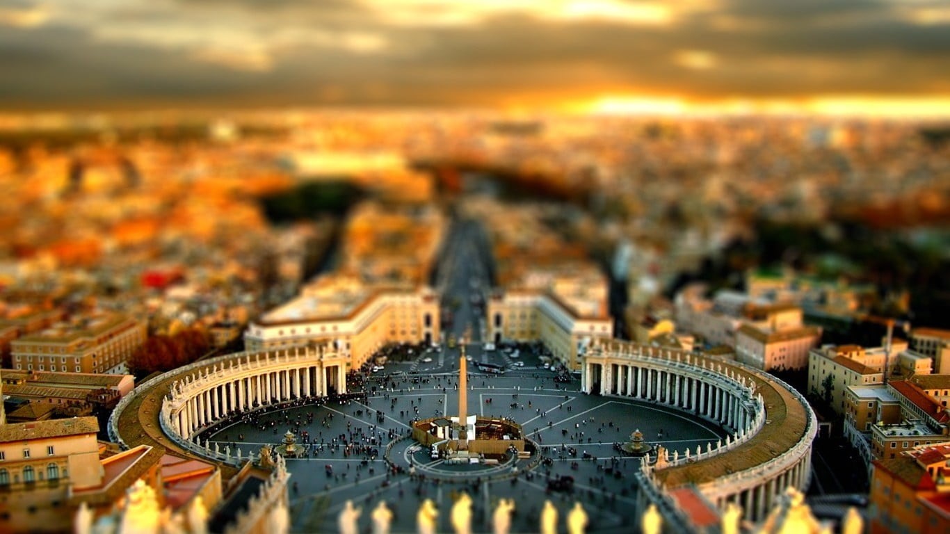 city, miniature, roof, photography, sunset, street, river, sky, illuminated, tilt shift, building, blurred, tourism, journey, famous Place, nature, decor, HD Wallpaper