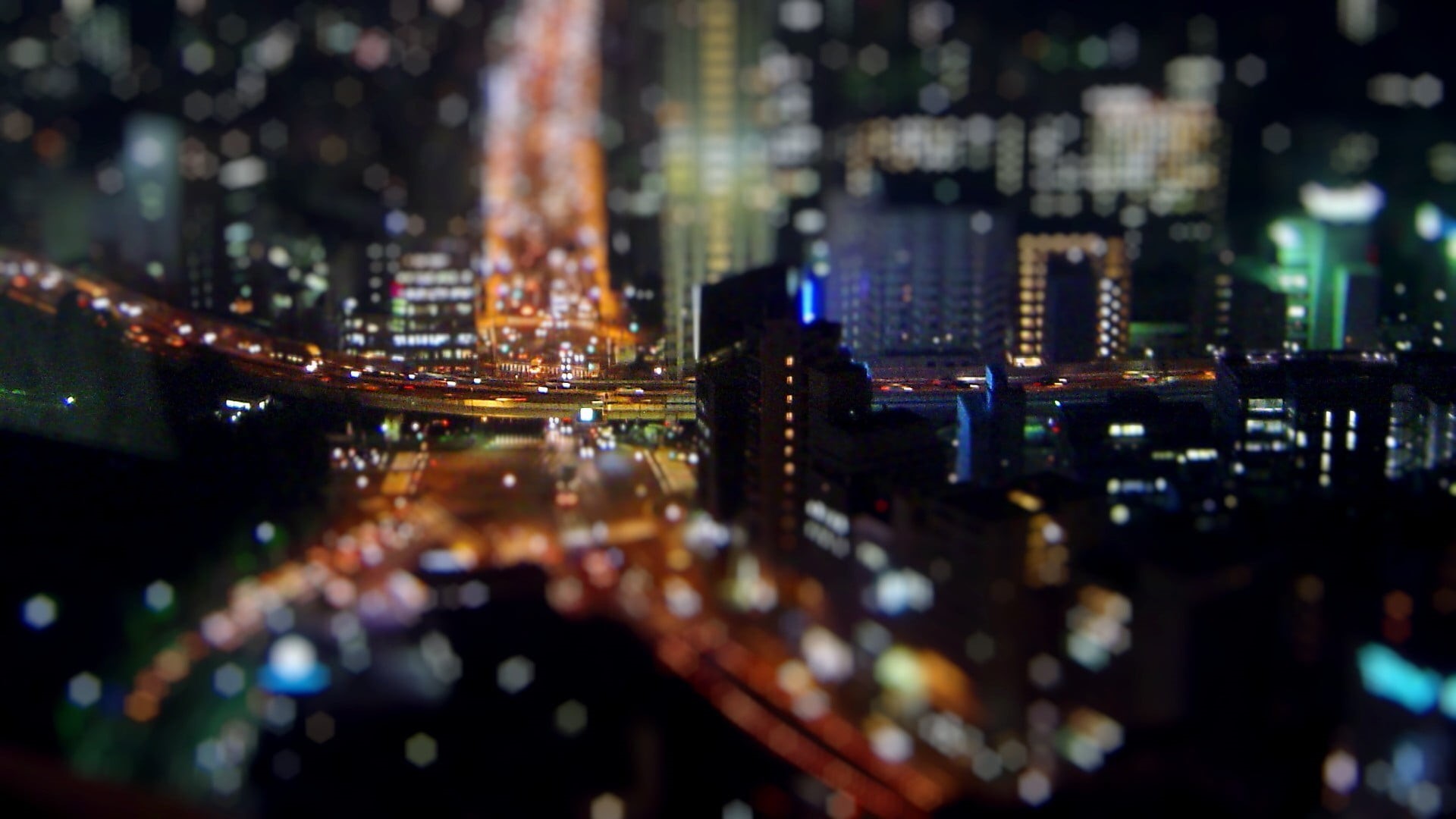 backgrounds, photo, city life, financial district, time, city, outdoors, illuminated, urban Skyline, tilt shift, architecture, night, abstract, residential district, HD Wallpaper