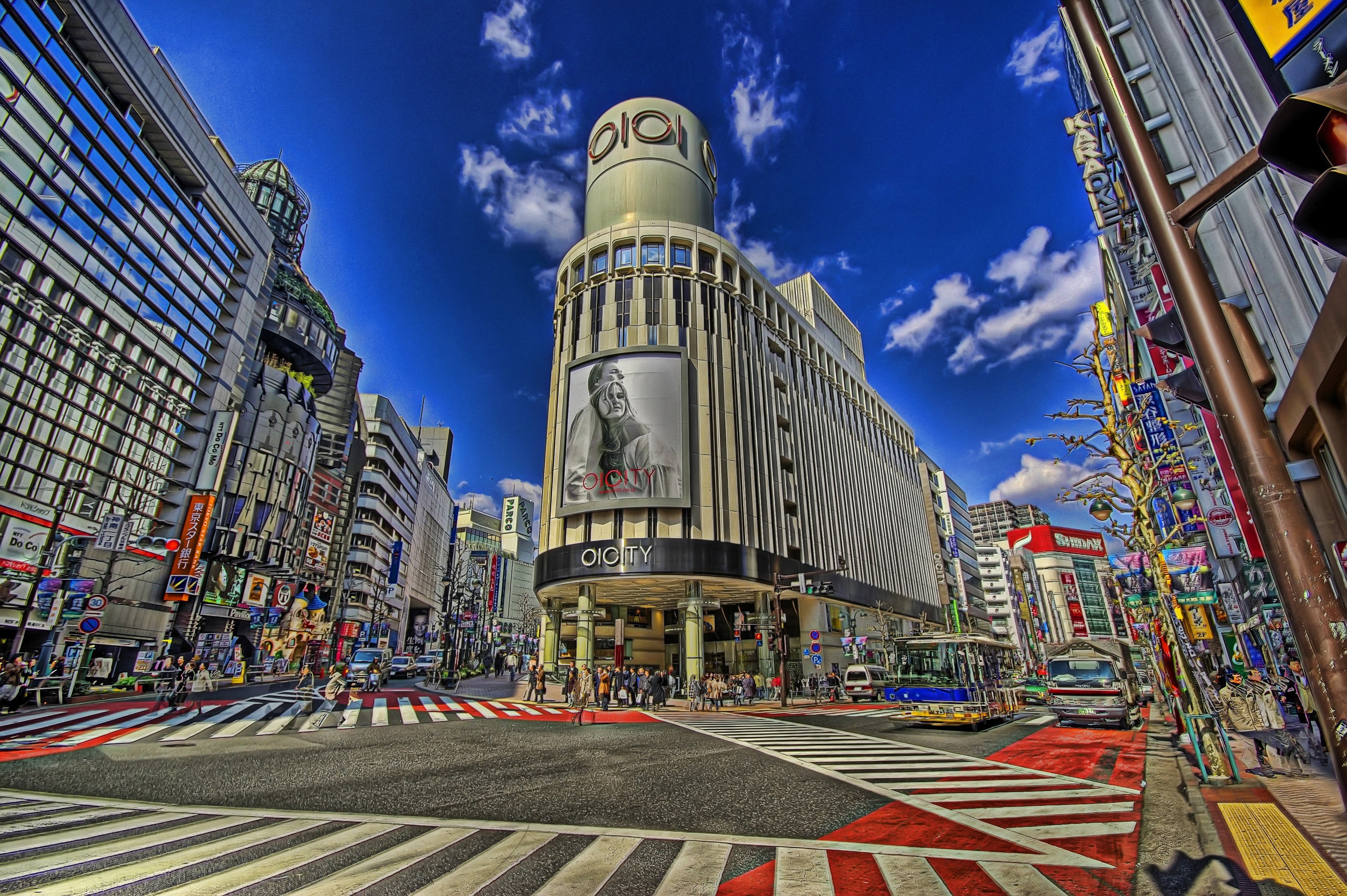 belief, nature, skyscraper, 4K, building, transportation, intersections, Shibuya, building exterior, place of worship, concrete, religion, Tokyo, Japan, HD Wallpaper