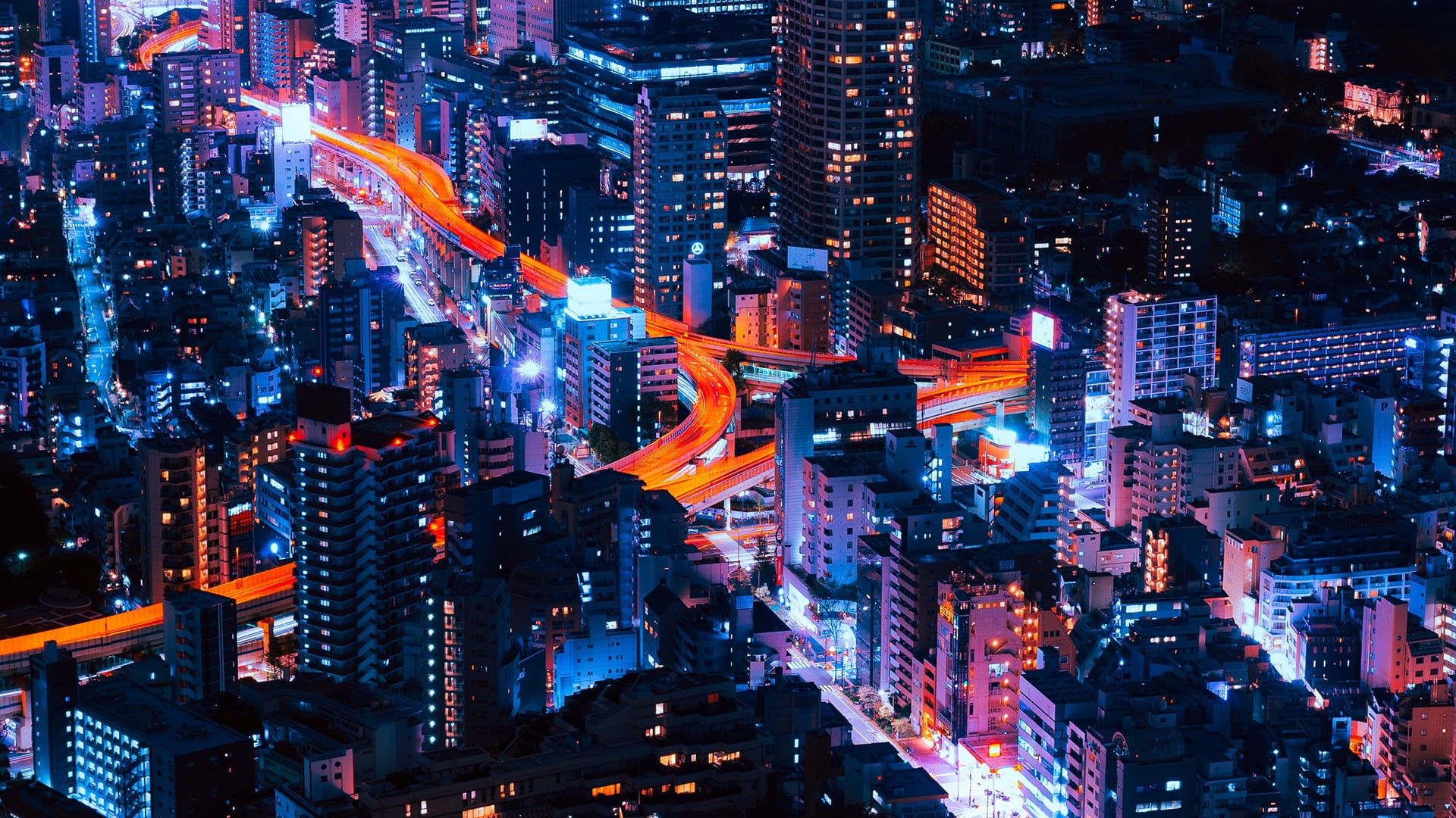 financial district, landscape, city street, illuminated, lights, asia, tokyo Prefecture, urban Skyline, travel, road, city Life, business, office building exterior, HD Wallpaper