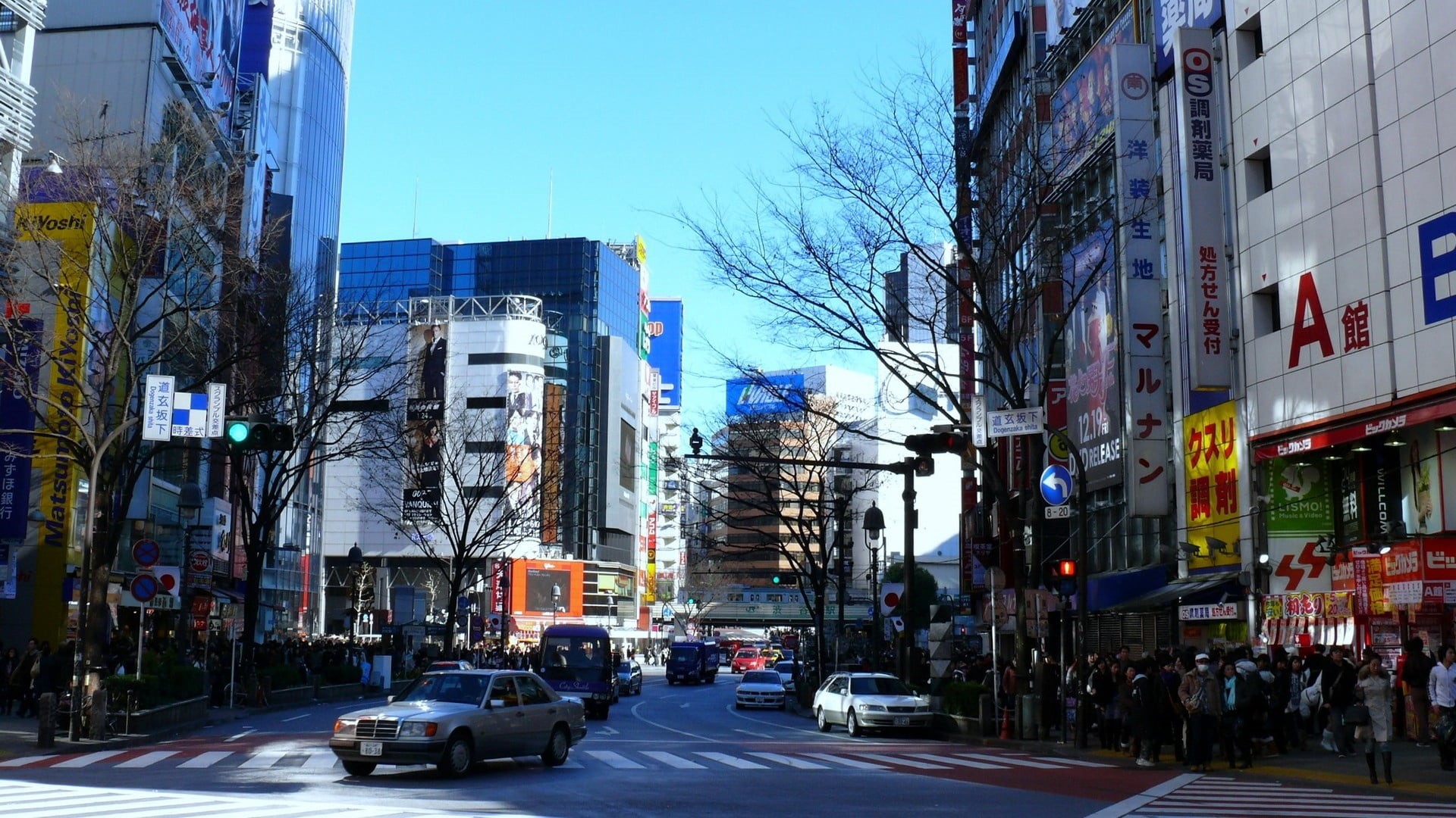 commercial Sign, transportation, street, walking, japan, retail, tokyo Prefecture, famous Place, road Intersection, people, crosswalk, sky, uSA, tokyo, HD Wallpaper