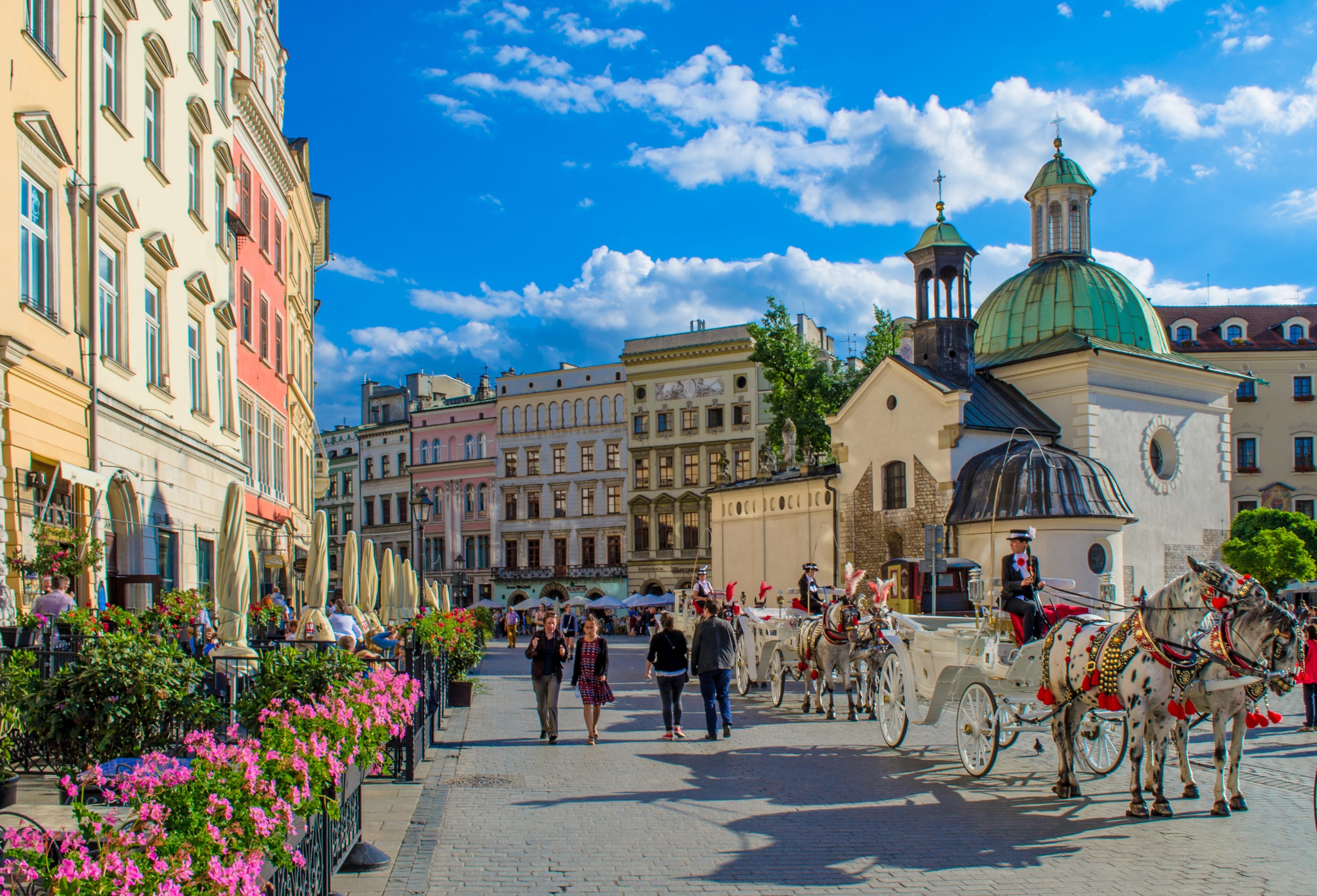time, street, area, carriage, tourism, travel, tourist, europe, sky, travel Destinations, men, incidental people, group of people, white, horse, architecture, HD Wallpaper