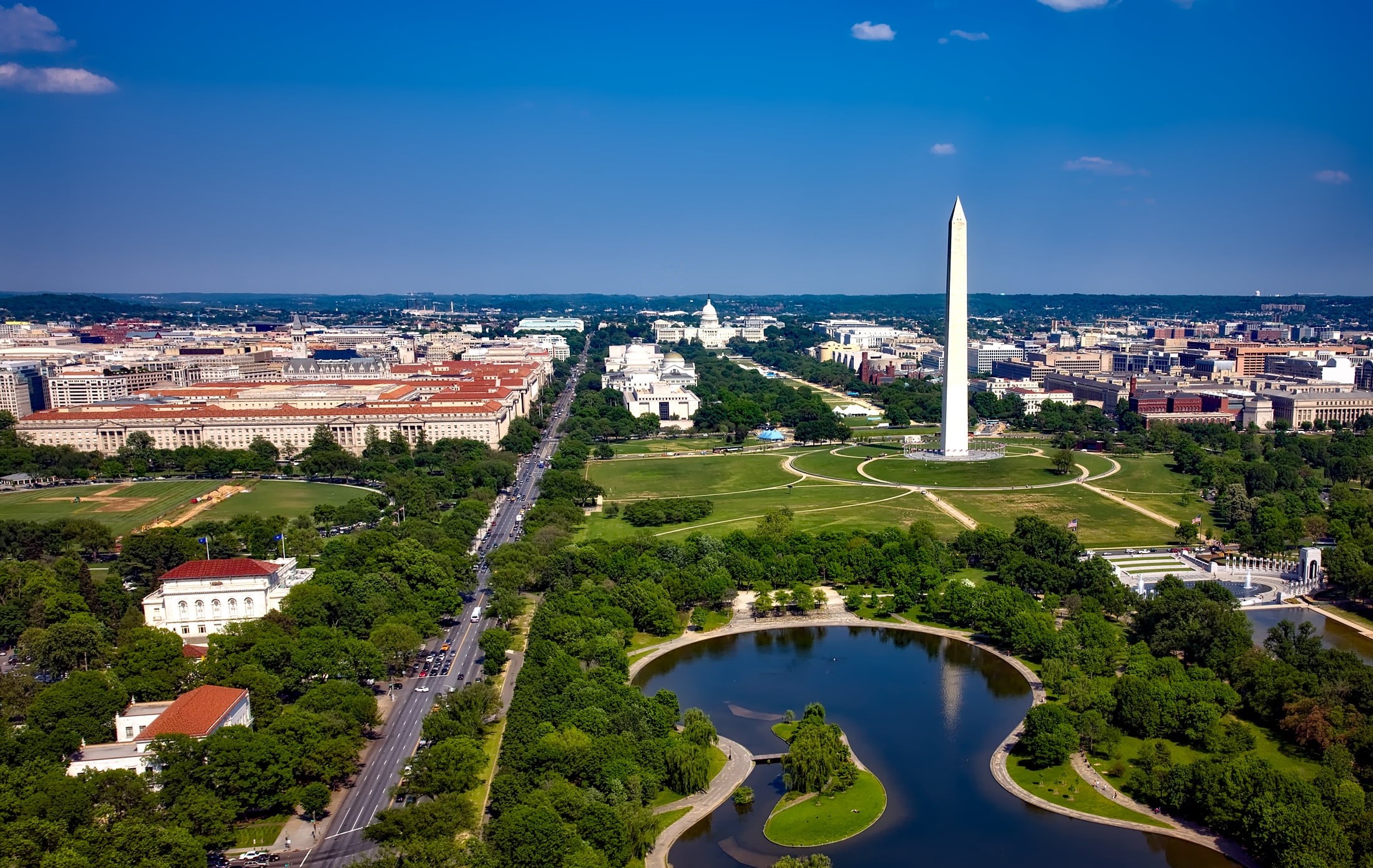 plant, city, famous Place, urban, street, aerial, 1080P, national mall, view, outdoors, cityscape, park, sky, travel destinations, residential district, HD Wallpaper