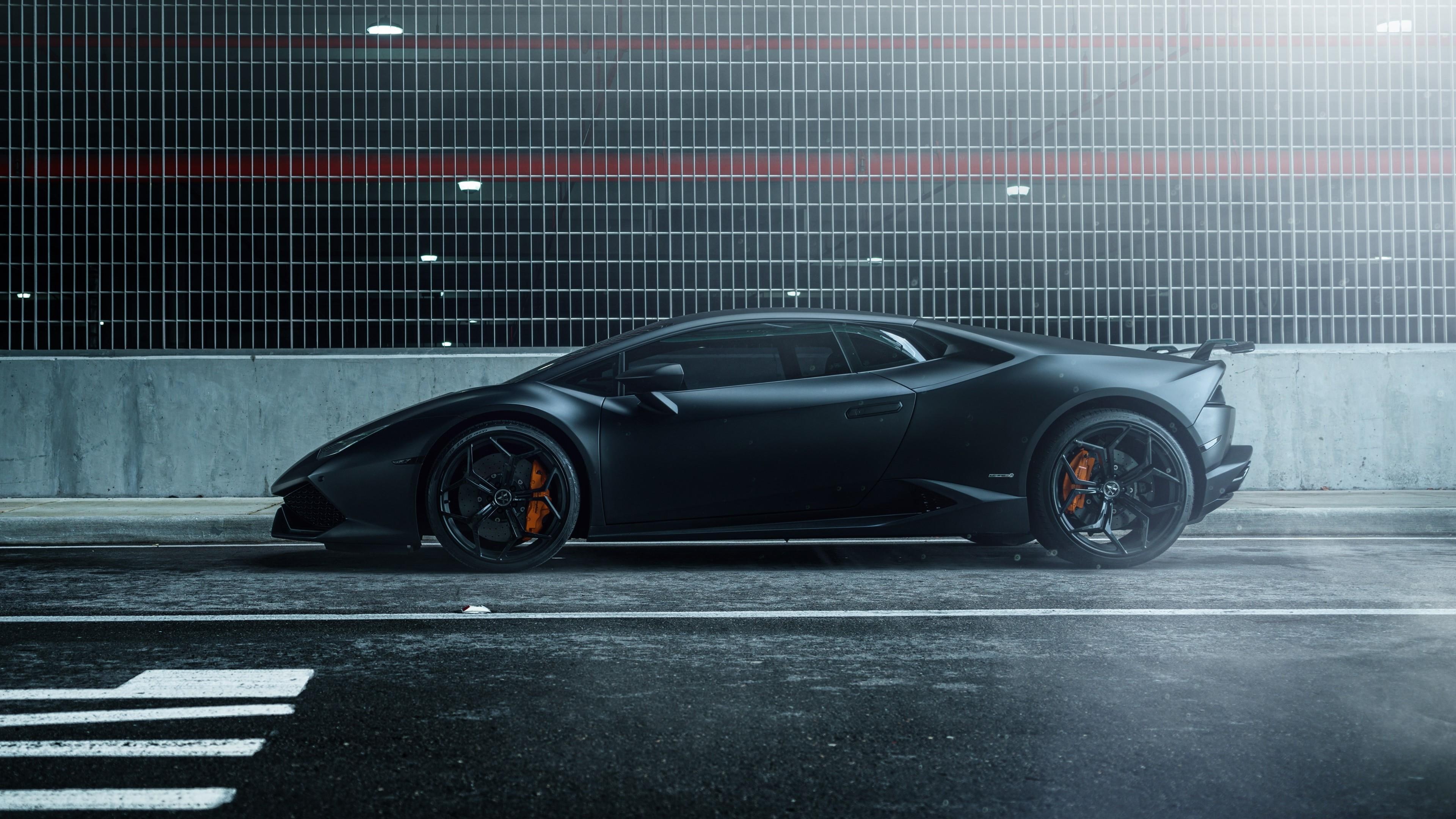 supercar, luxury vehicle, sports car, lamborghini huracan, vehicle, car, wheel, black car, lamborghini, matte black, 4K, HD Wallpaper