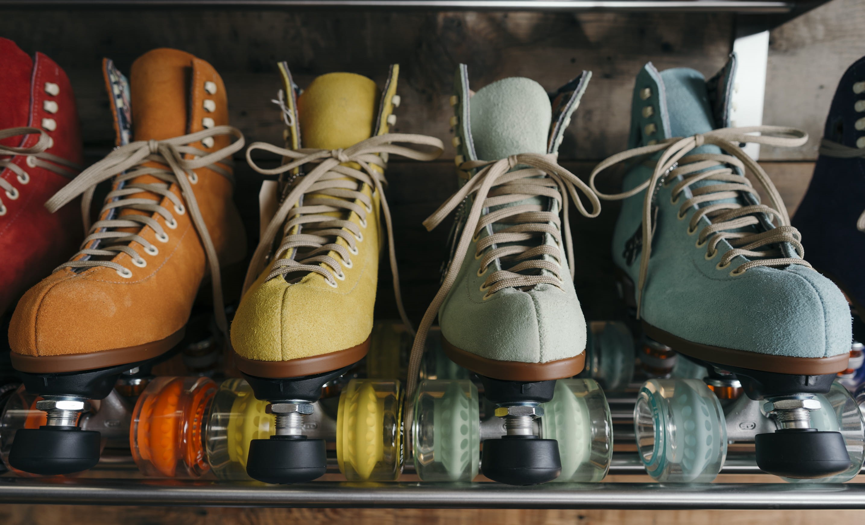 personal accessory, close-up, roller skates, indoors, stock, side by side, shoe, for sale, order, still life, arrangement, variety, variation, roller, footwear, HD Wallpaper