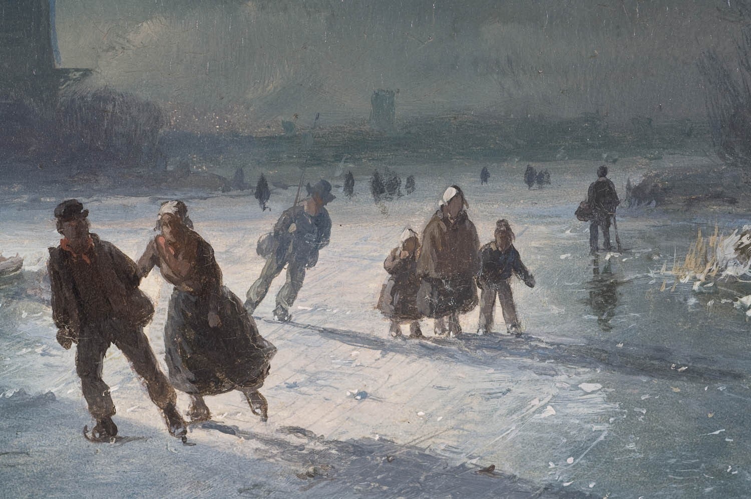 nature, cold temperature, winter, land, classic art, armed forces, ice, real people, men, water, day, 720P, army soldier, crowd, group of people, skating, HD Wallpaper