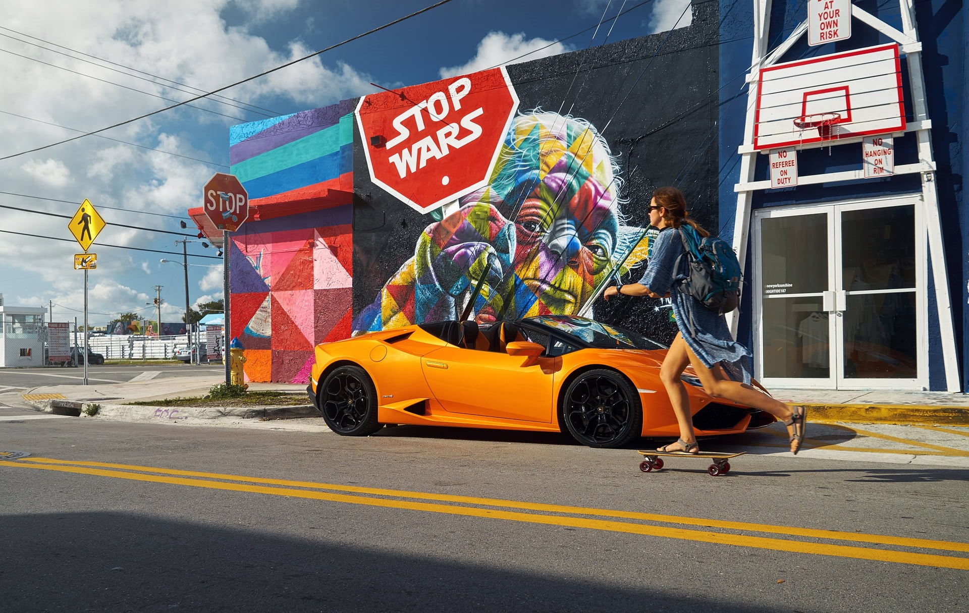 day, nature, sign, built structure, orange cars, Star Wars, transportation, near, women, backpacks, motor vehicle, city, architecture, 1080P, street, Yoda, HD Wallpaper