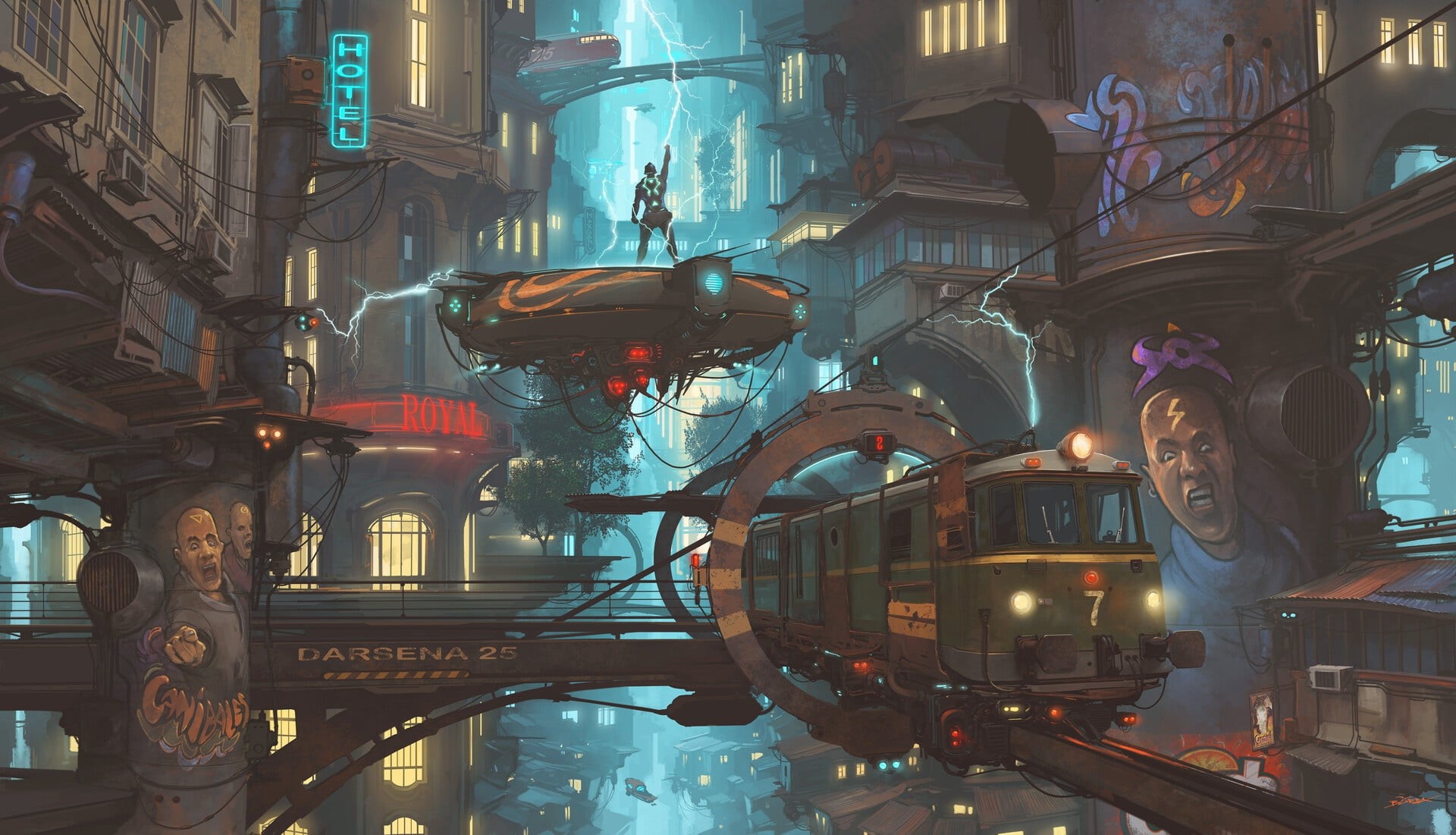 Steampunk, Vehicle, 1080P, Train, Sci Fi, City, HD Wallpaper