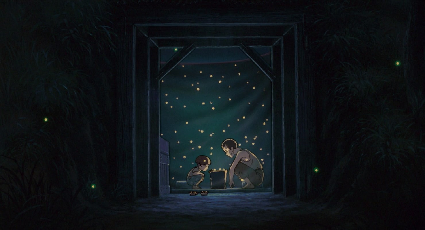 night, women, dark, 720P, two people, females, emotion, plant, celebration, studio ghibli anime grave of the fireflies, nature, offspring, togetherness, HD Wallpaper