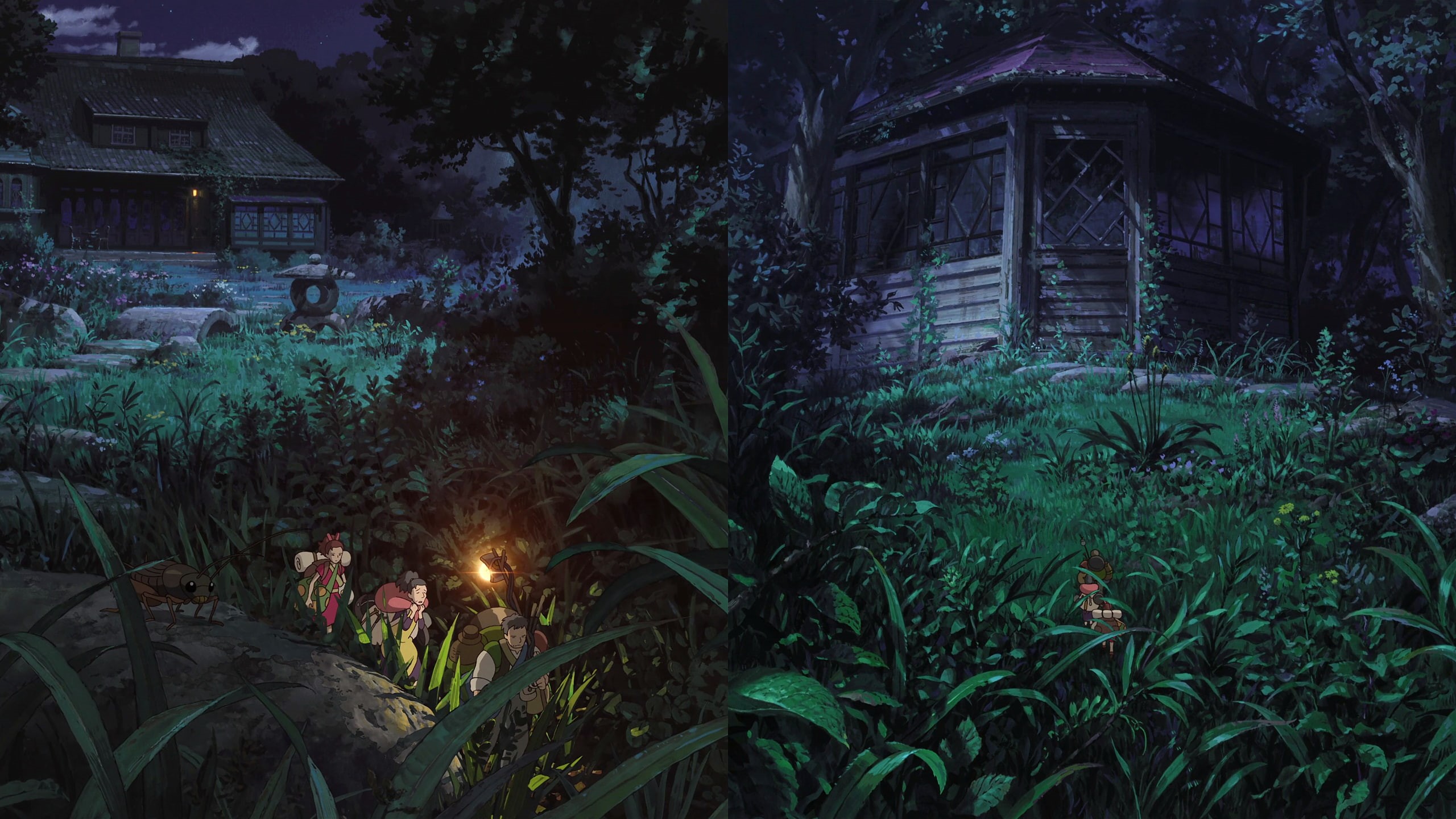 green color, land, plant, 2K, people, anime, men, architecture, tree, leaf, growth, real people, house, Kari-gurashi no Arietti, illuminated, building, HD Wallpaper