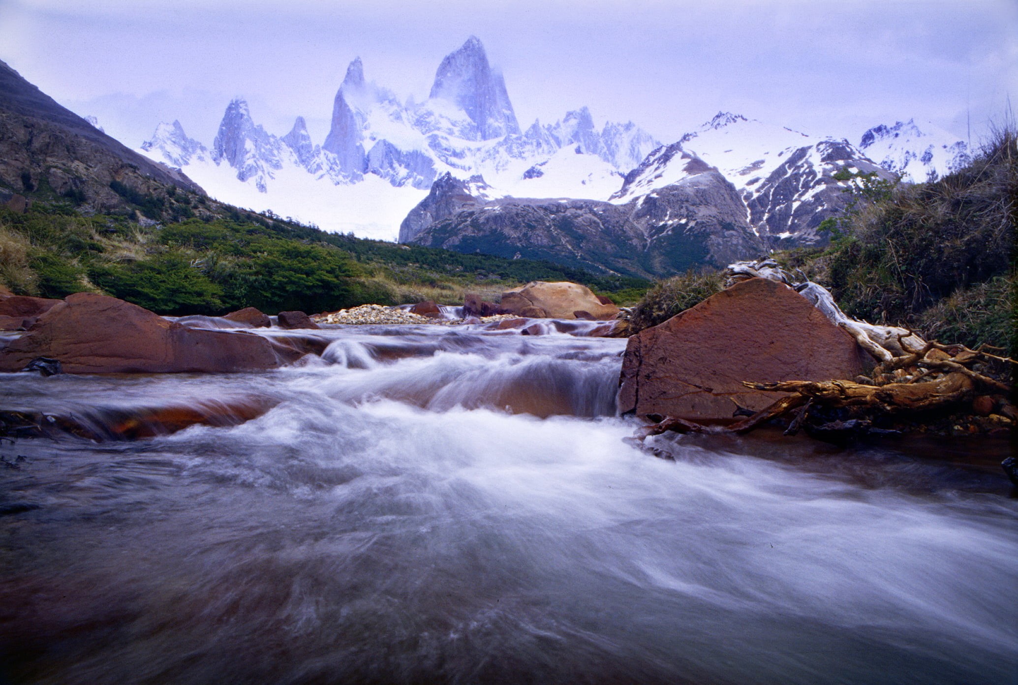 Laguna, body of water, Shot, body, near, scenics, 1080P, patagonia, Chile, landscape, Mount  Fitz  Roy, stream, Argentina, Ice Field, rock - Object, Parque, HD Wallpaper