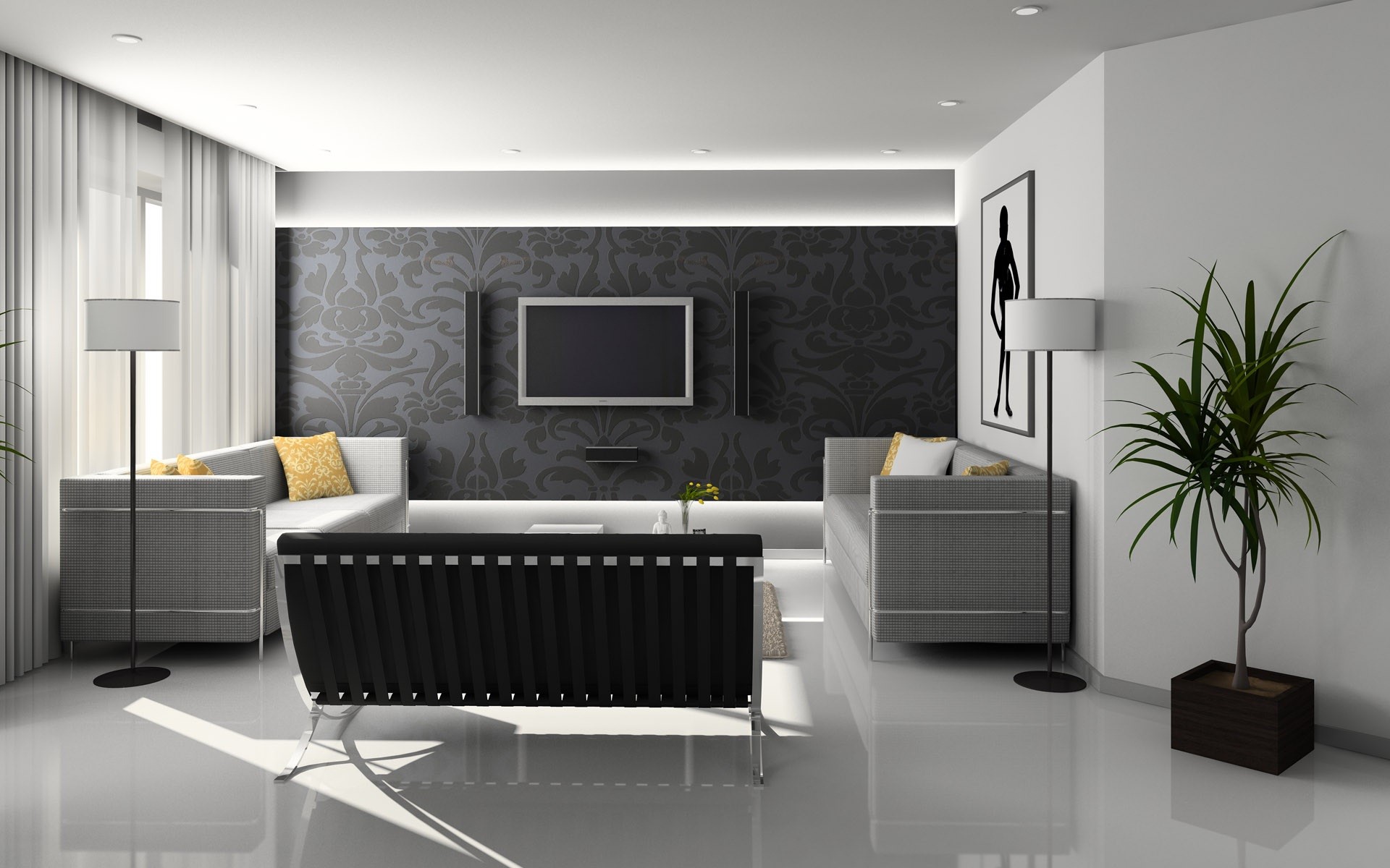 decoration, three dimensional, home, luxury, furniture, chair, wall - building feature, home interior, home showcase interior, empty, architecture, decor, HD Wallpaper