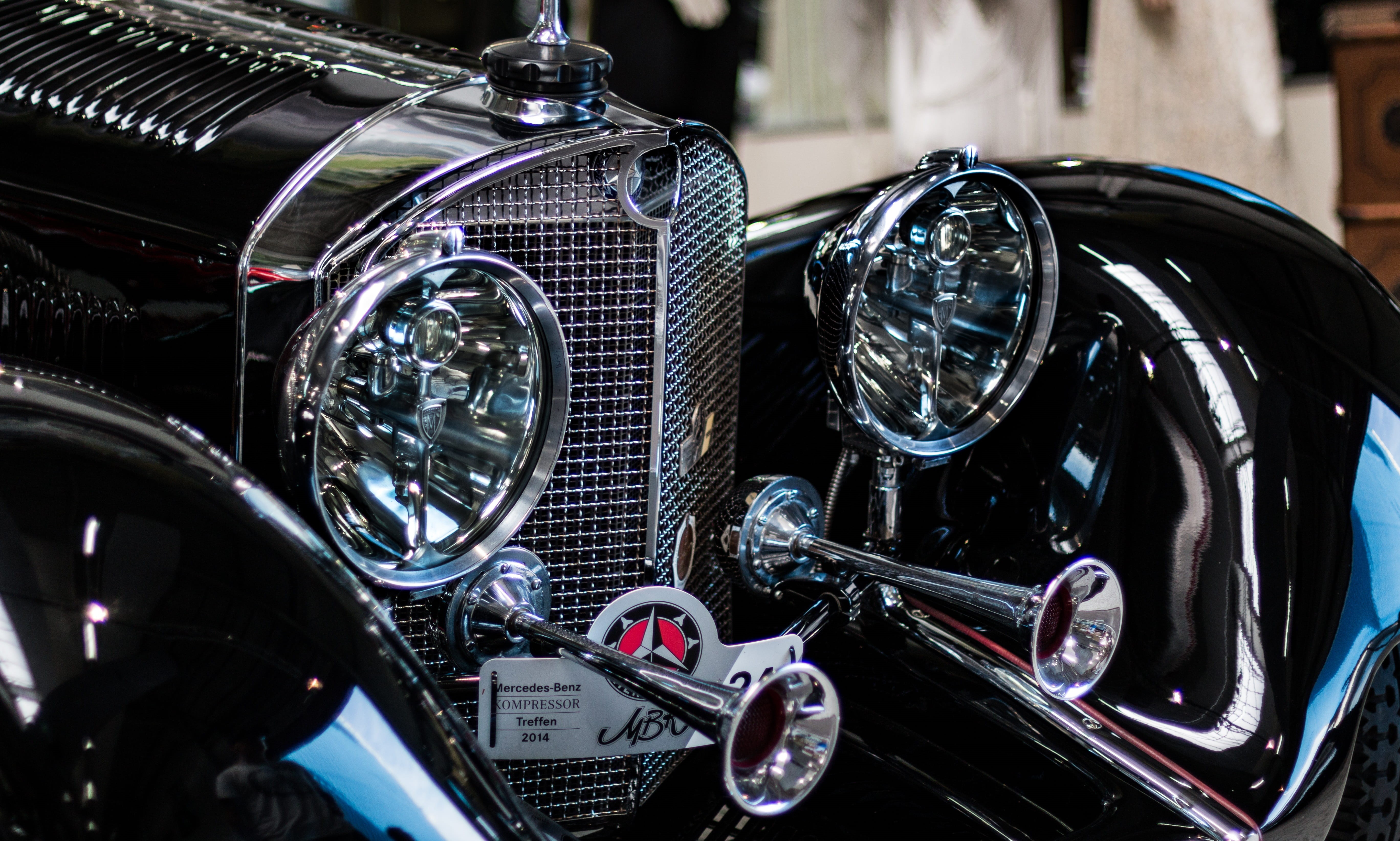 vehicle part, vintage car, mode of transportation, outdoors, black, auto, speedometer, classic cars, focus on foreground, classic car, street, transportation, HD Wallpaper