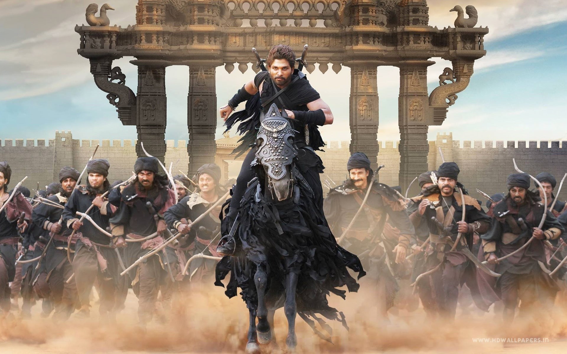 government, the past, women, digital composite, outdoors, real people, men, Rudhramadevi, crowd, standing, city, Arjun, 1080P, Allu, battle, adult, large group of people, HD Wallpaper