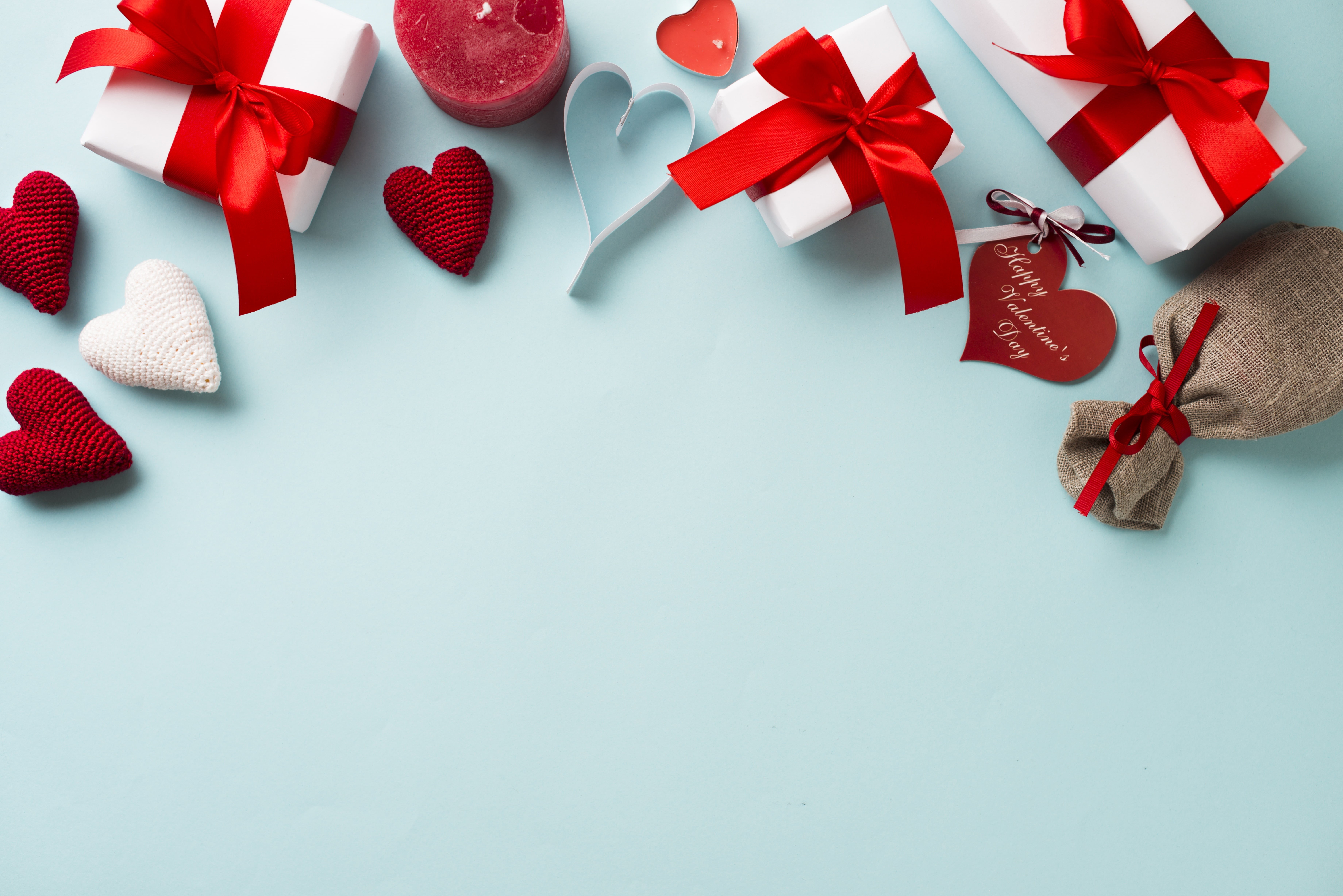 hearts, candles, love, Valentines day, background, 5K, gift, holiday, HD Wallpaper