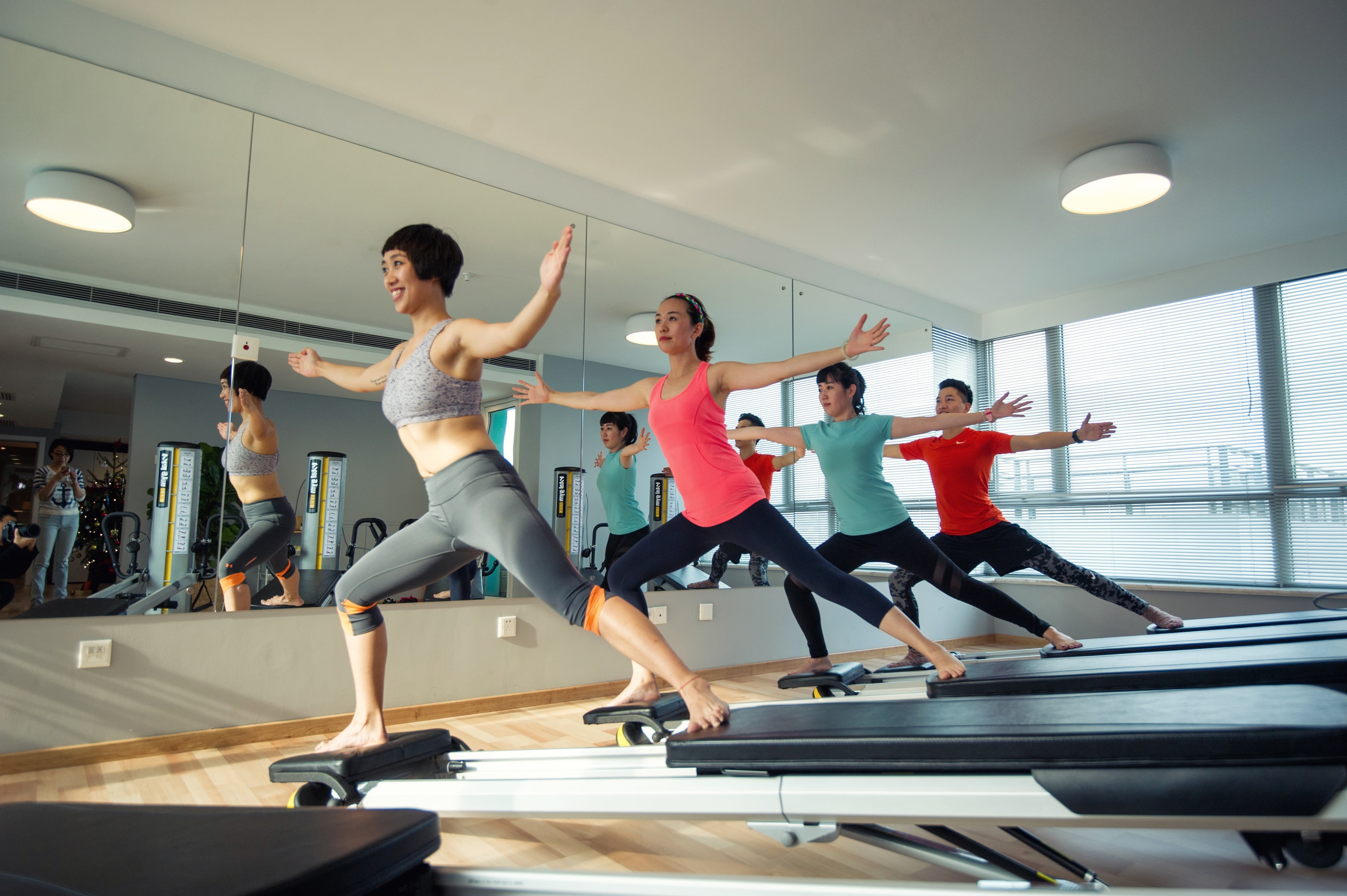 happy, activity, lifestyles, yoga, adult, strength, 4K, healthy Lifestyle, togetherness, young Adult, gym, health, women, clothing, arms raised, men, sports Clothing, HD Wallpaper