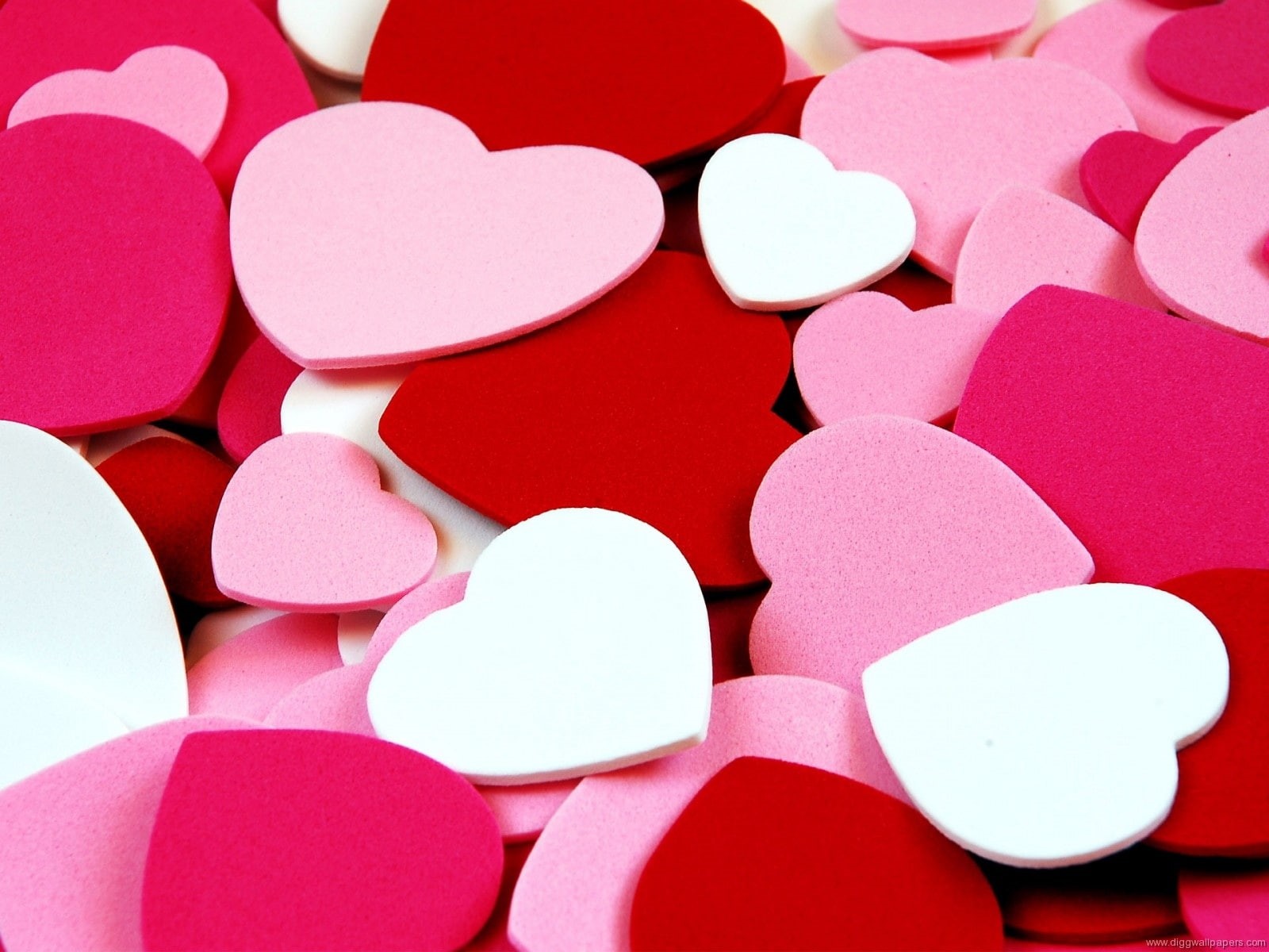 Love, lot, pink, ornament, red, white, shaped, 720P, Heart, background, HD Wallpaper