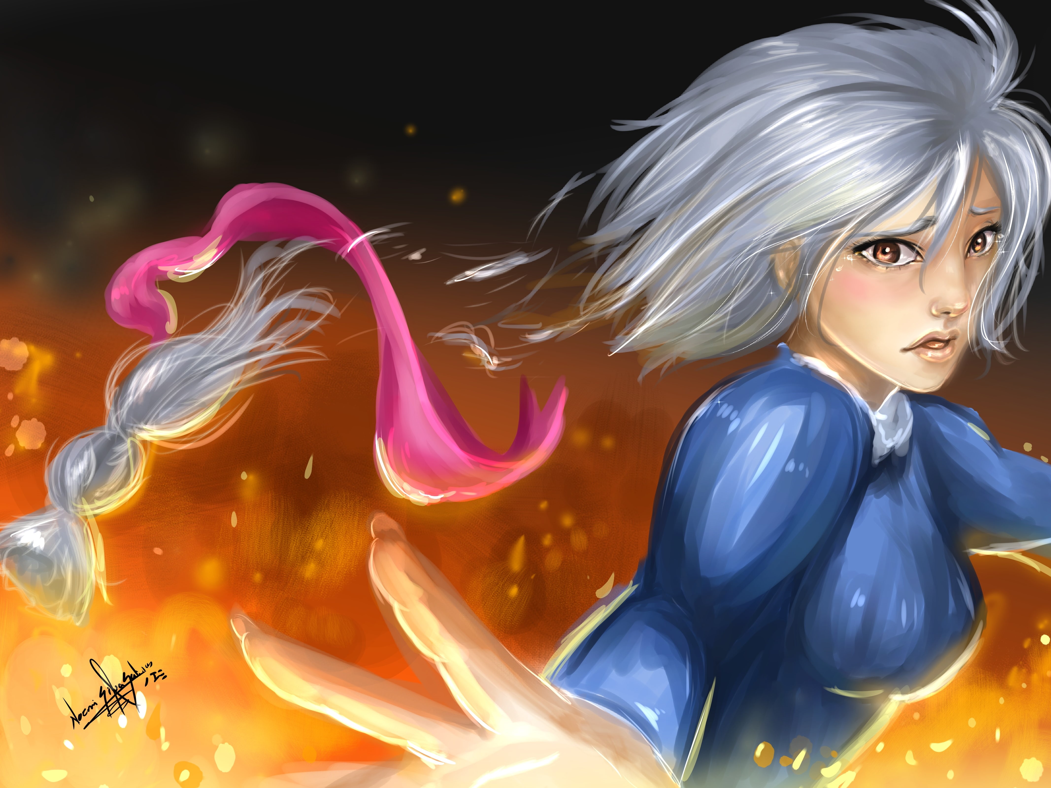 gray, hair, howls, sophie, hatter, castle, 4K, moving, signed, HD Wallpaper