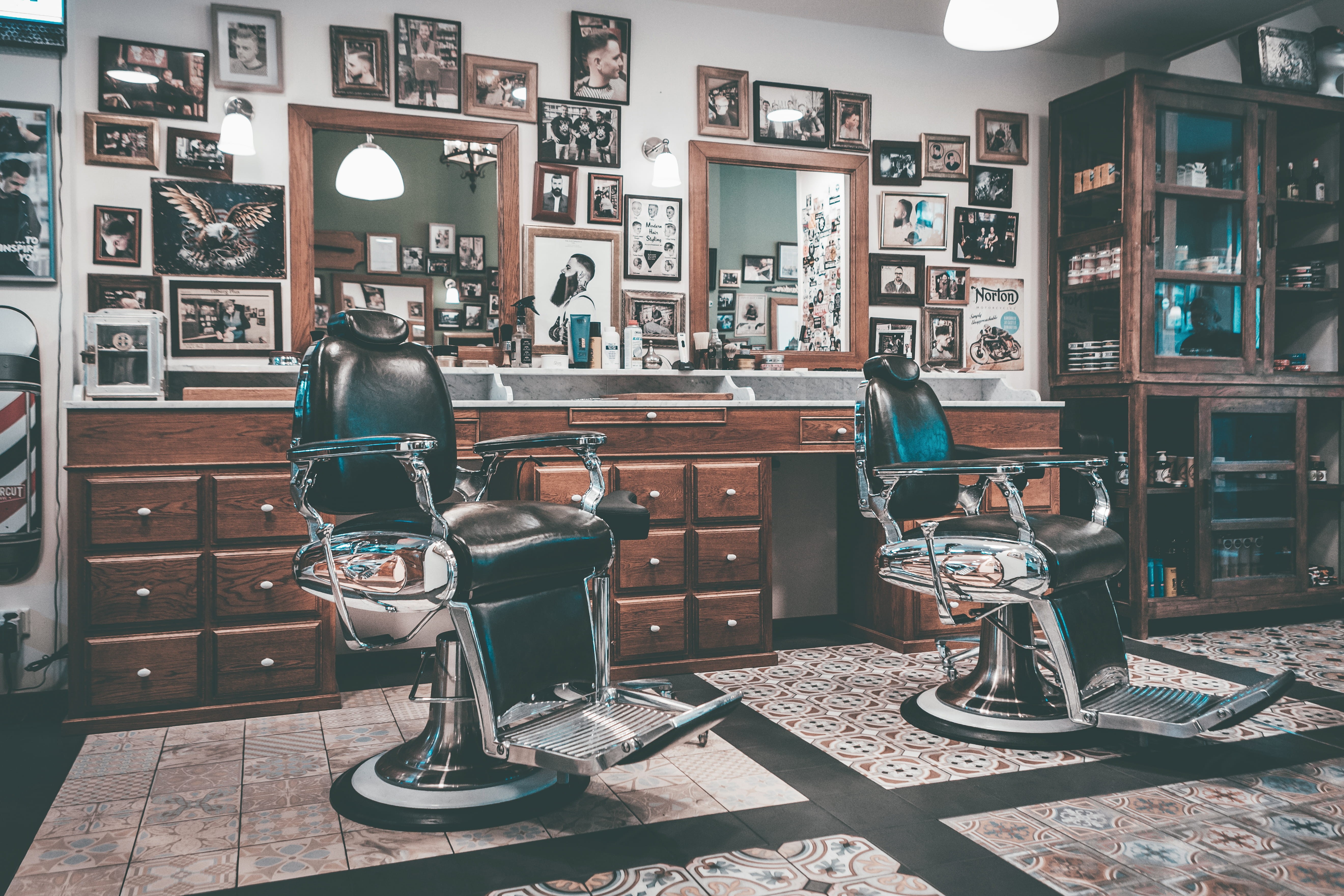 hair salon, barber shop, occupation, fashion, adult, coiffeur, two, full length, style, indoors, netherlands, seat, 5K, electric lamp, real people, business, HD Wallpaper