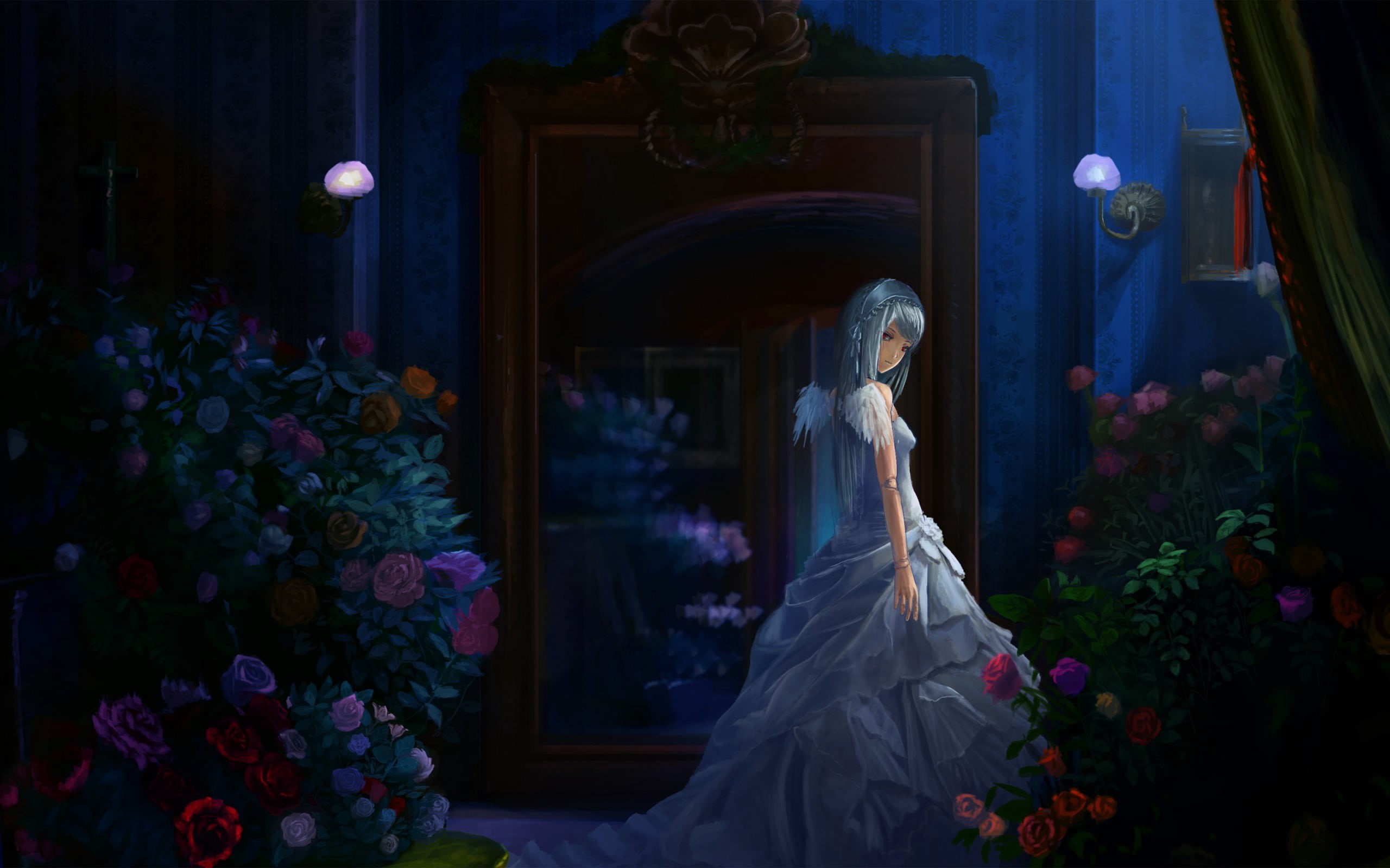 glamour, rozen maiden, bride, spirituality, happiness, human Face, girl, suigintou, cheerful, young Adult, newlywed, married, love, cute, flower arrangement, HD Wallpaper