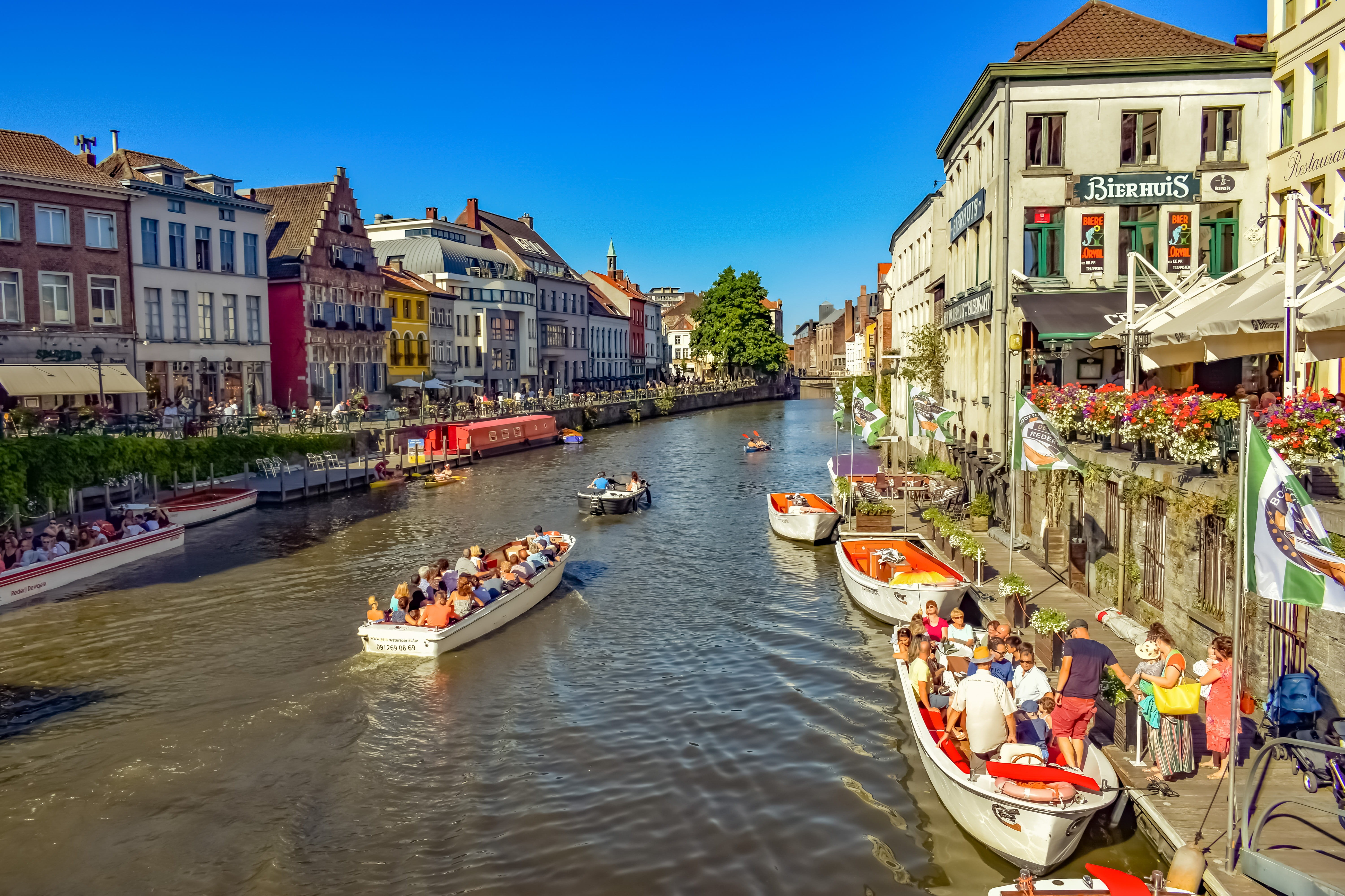 passenger craft, city, real people, flanders, 5K, travel, outdoors, built structure, building exterior, large group of people, tourism, women, water, mode of transportation, HD Wallpaper