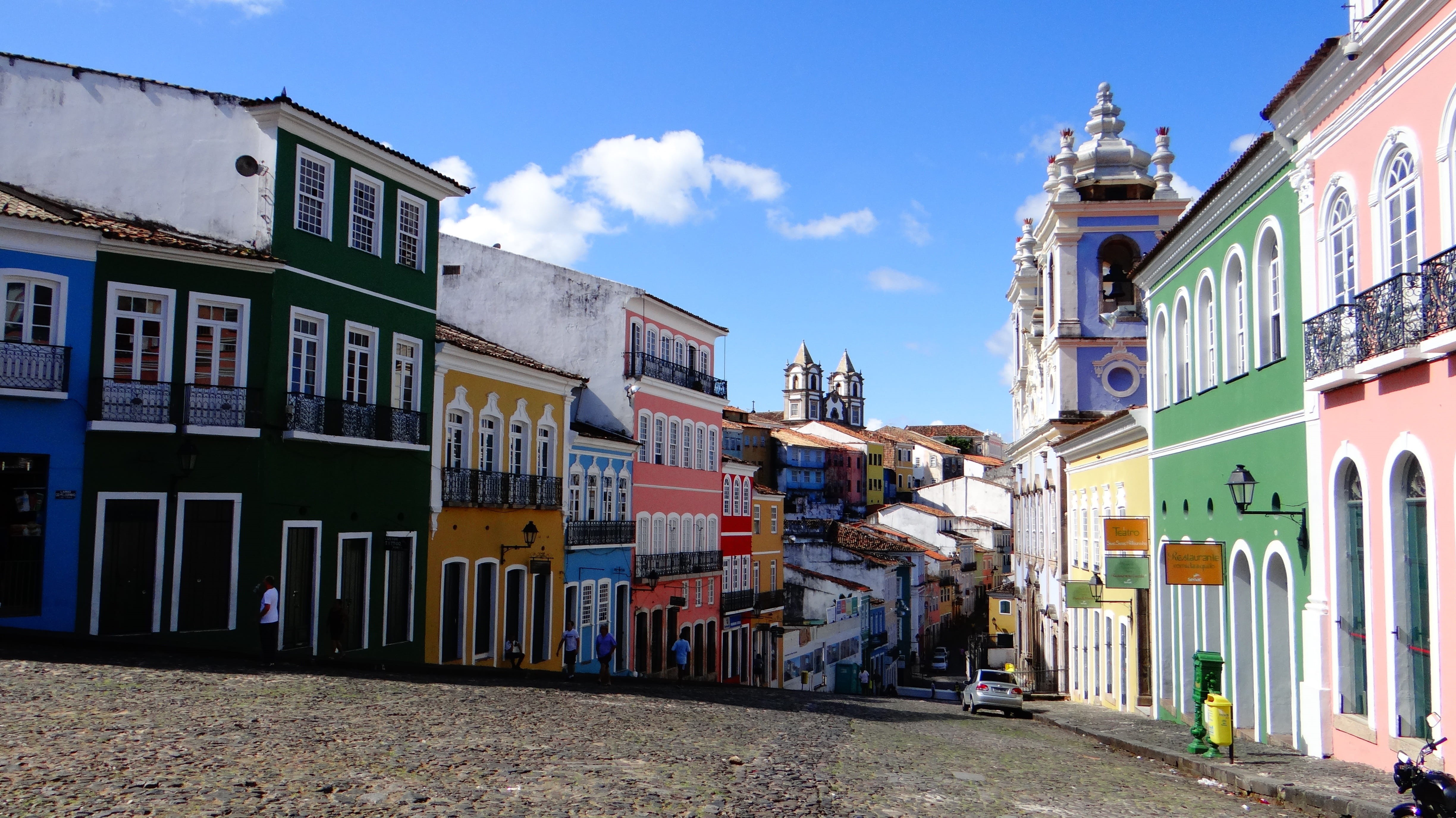 built structure, El Salvador, outdoors, multicolored, white, travel destinations, Salvador, nature, architecture, building exterior, Brazilwood, street, HD Wallpaper