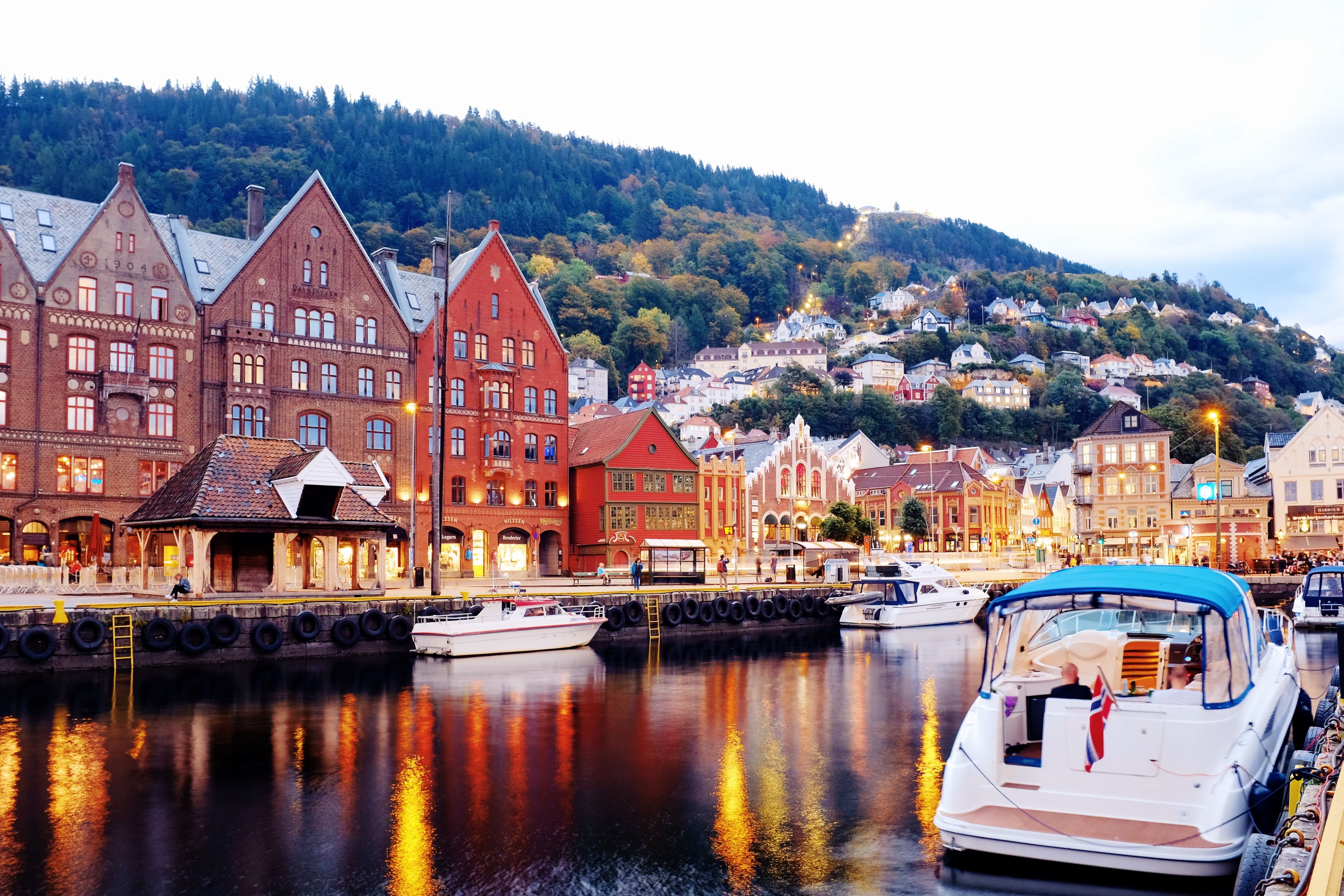 built structure, building, mode of transportation, travel, row house, town, nature, house, tourist, passenger craft, norway, architecture, long exposure, HD Wallpaper
