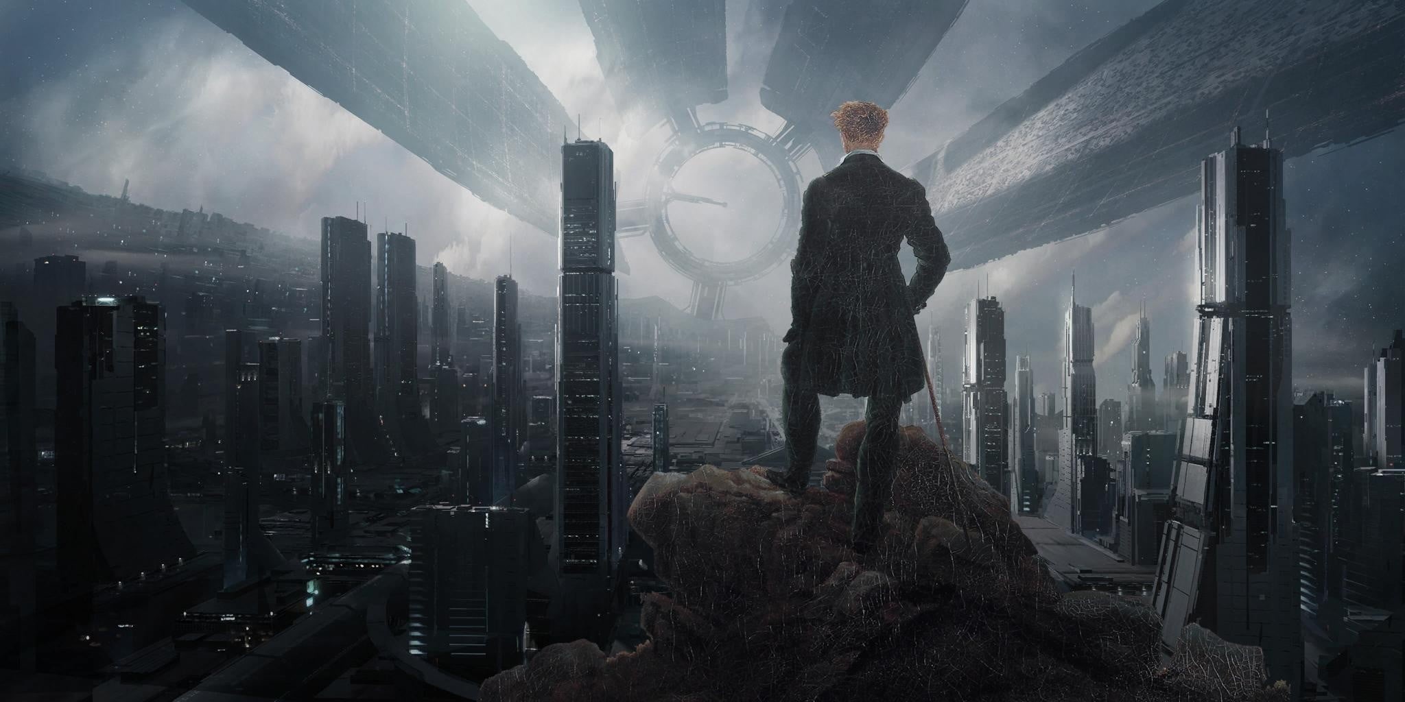males, standing, adult, cityscape, sky, built structure, building, Mass Effect, corporate business, mass, effect, building exterior, mash-ups, office building exterior, HD Wallpaper