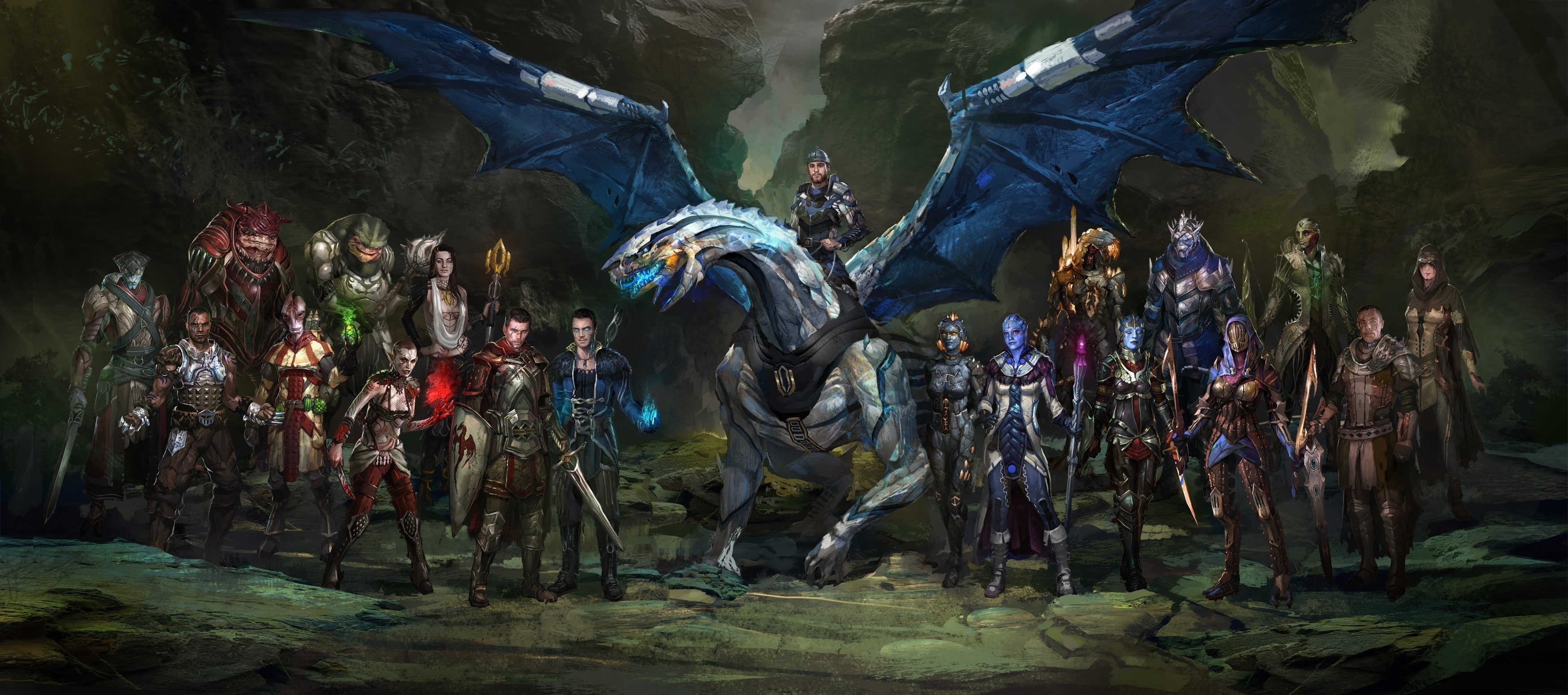 belief, Mash ups, sculpture, real people, adult, Dragon Age, nature, religion, Mass Effect, crowd, 2K, representation, art and craft, hanging, architecture, HD Wallpaper
