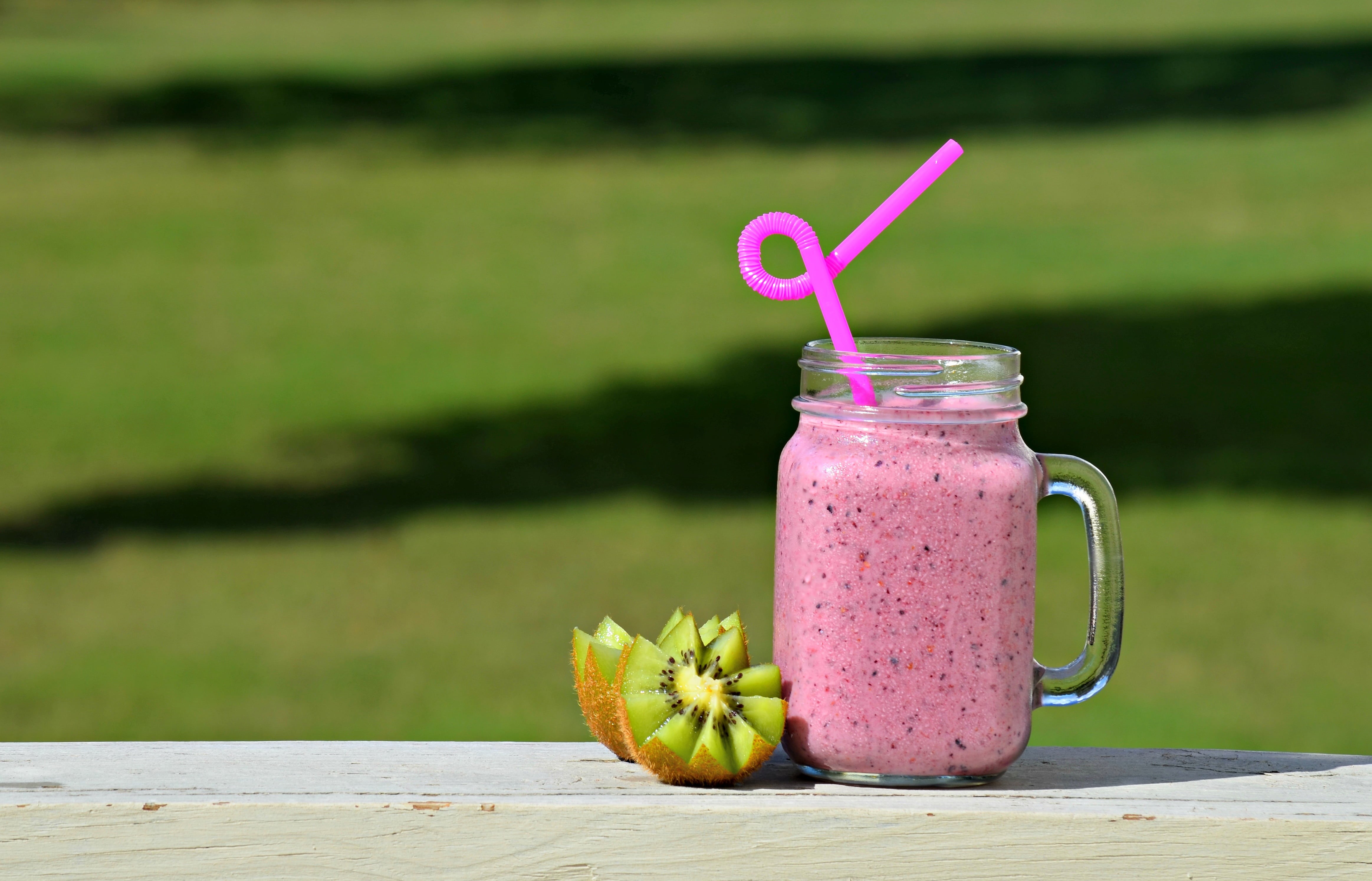 mason, vegetarian food, snack, summer, close-up, no people, gourmet, smoothie, jar, detox, household equipment, diet, shallow, straw, mash - food state, HD Wallpaper