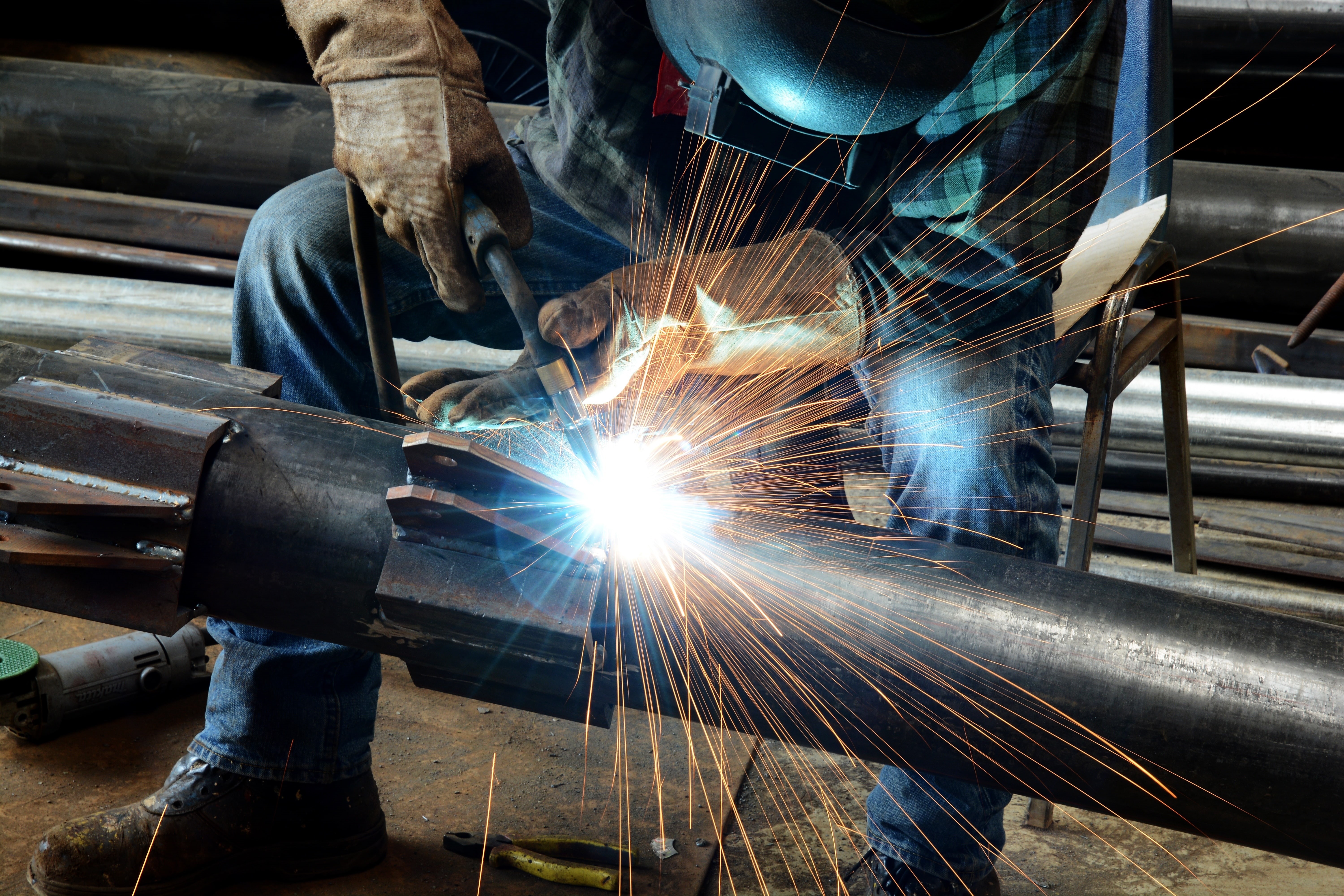 equipment, metallurgical, workshop, metal Industry, grinding, welder, manufacturing Equipment, steel, rod, occupation, black, technology, men, protection, HD Wallpaper
