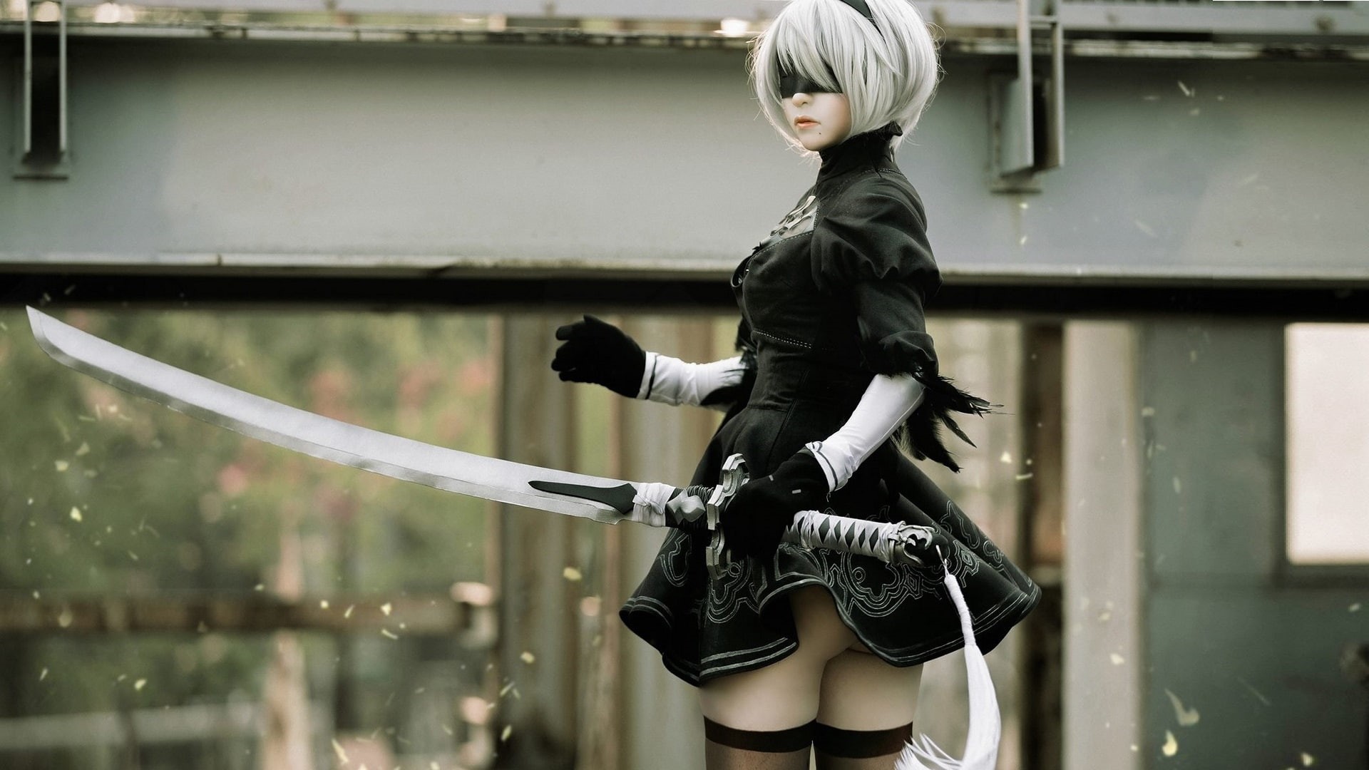 1080P, cosplay, No. 2 Yorha, Nier Automata, HD Wallpaper