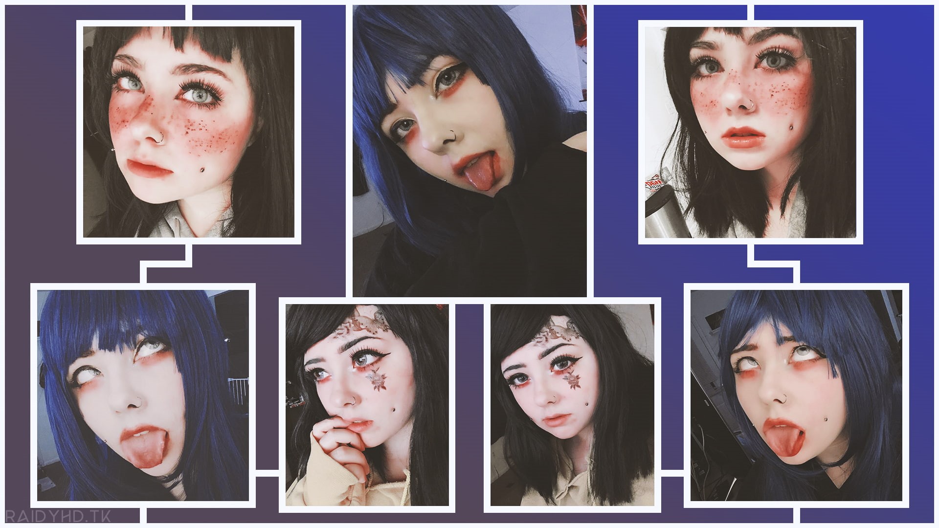 1080P, women, ahegao, tongues, cosplay, face, tongue out, HD Wallpaper