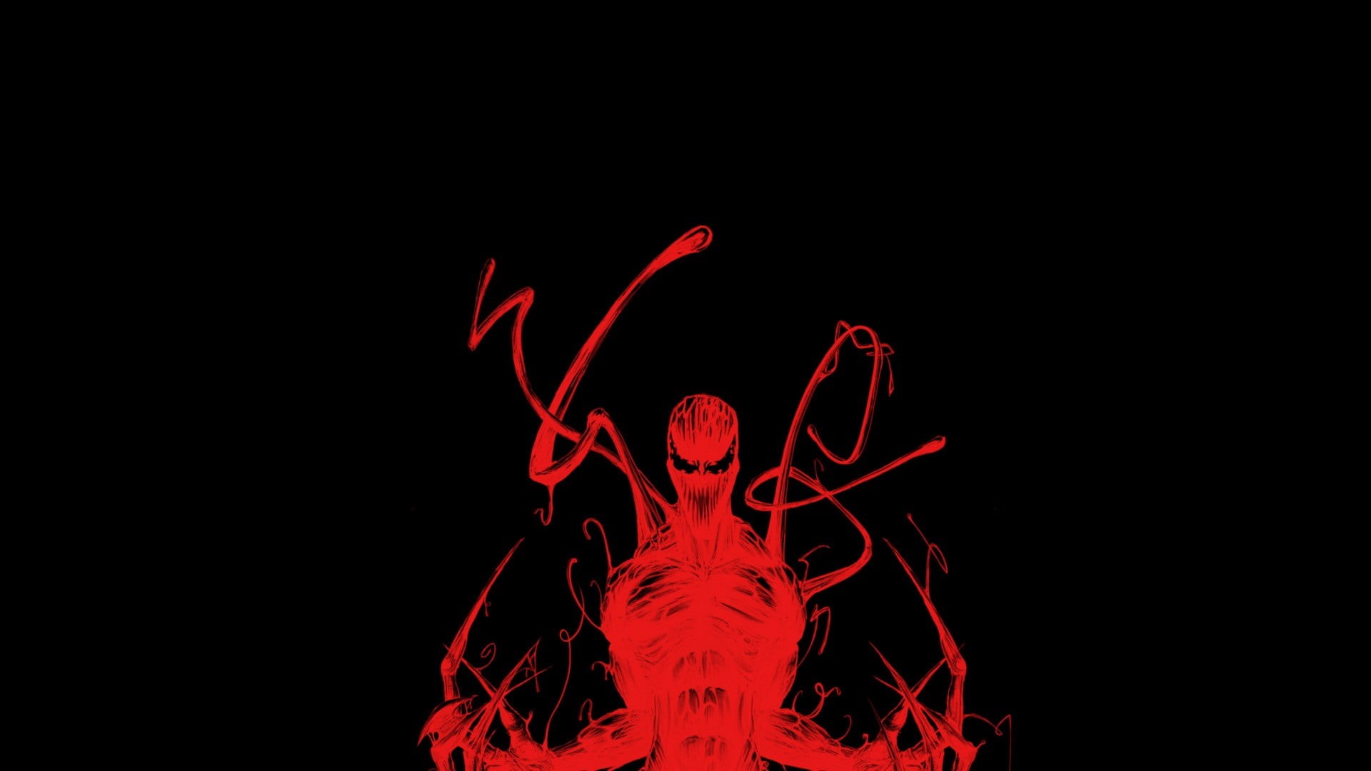 illuminated, venom, black background, copy space, Spider-Man, low angle view, art and craft, nature, artwork, creativity, 1080P, representation, HD Wallpaper