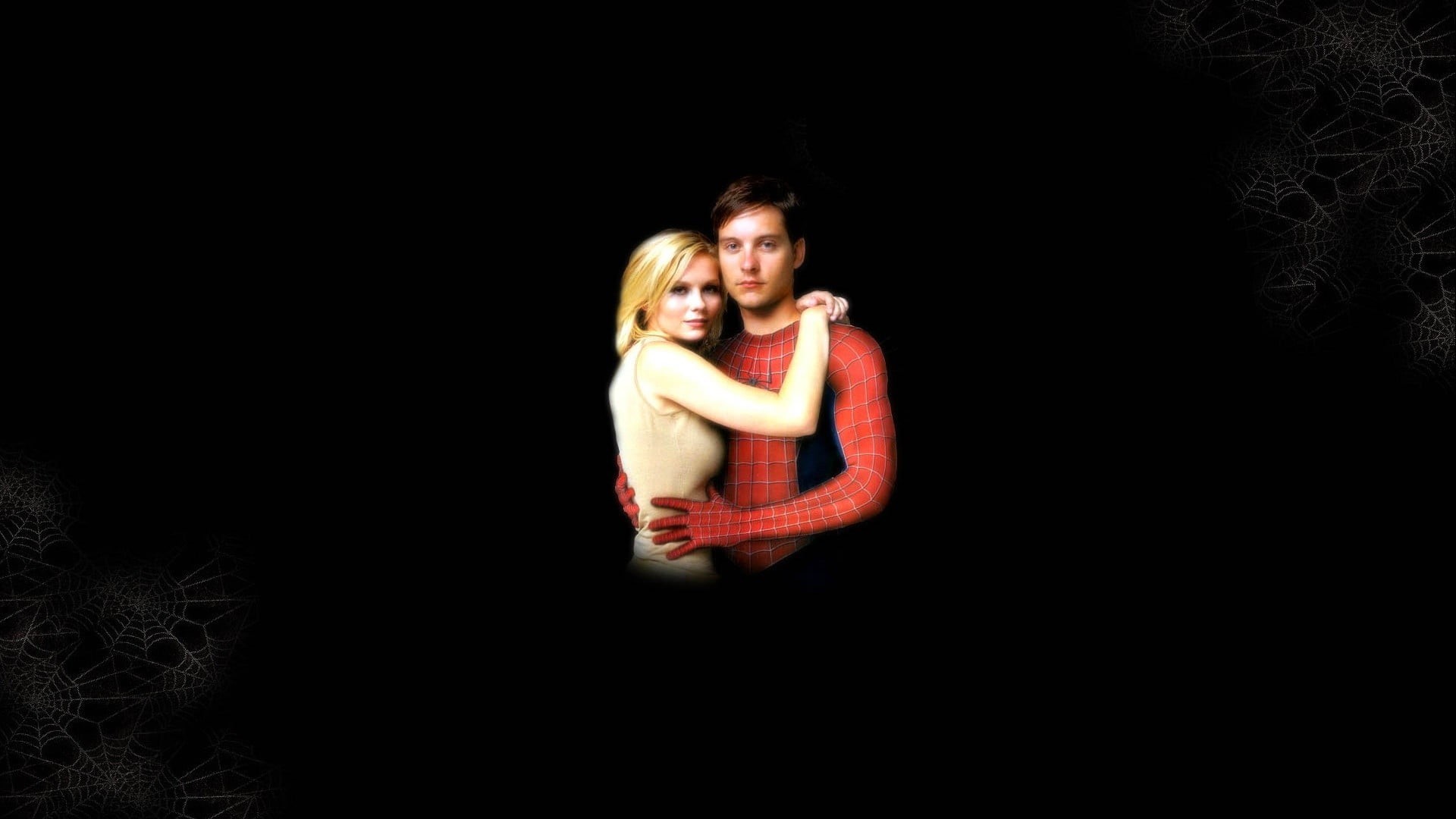 studio shot, young adult, young women, spider, teenager, people, emotion, Spider-Man 3, hairstyle, Kirsten Dunst, dark, Tobey Maguire, black background, HD Wallpaper