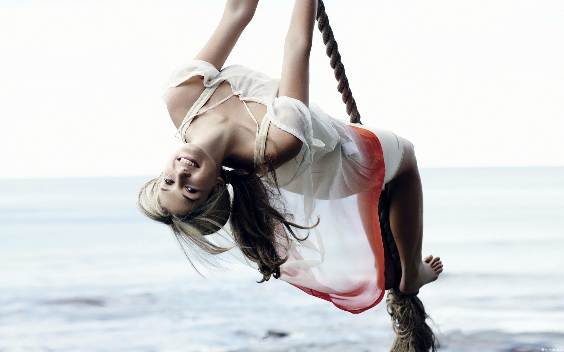 hair, one person, nature, young adult, focus on foreground, swings, upside down, land, women, barefoot, young women, hairstyle, long hair, beach, sky, real people, HD Wallpaper