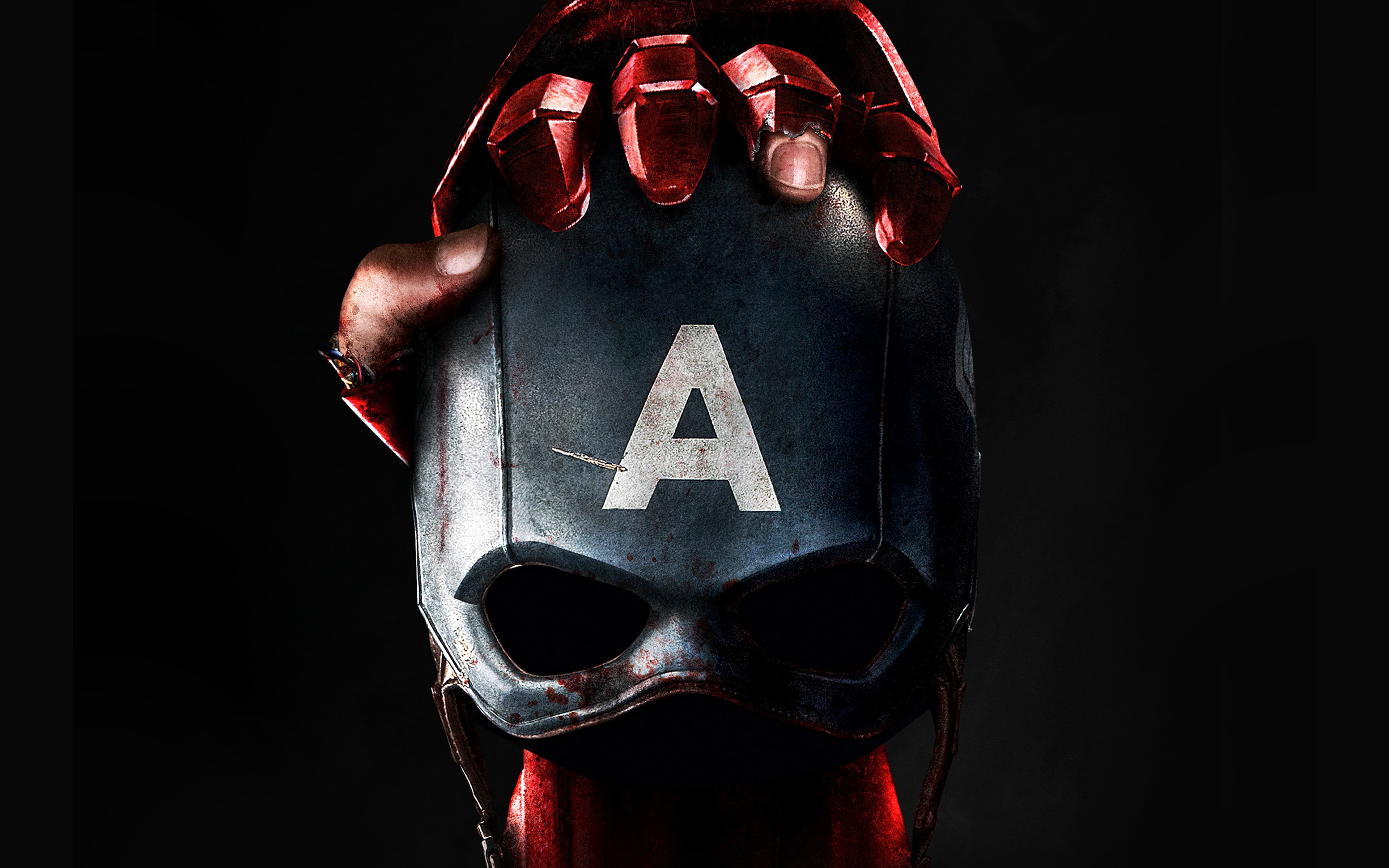 dark, representation, unrecognizable person, people, studio shot, 4K, indoors, red, sign, captain, single object, close-up, body part, ironman, civilwar, HD Wallpaper