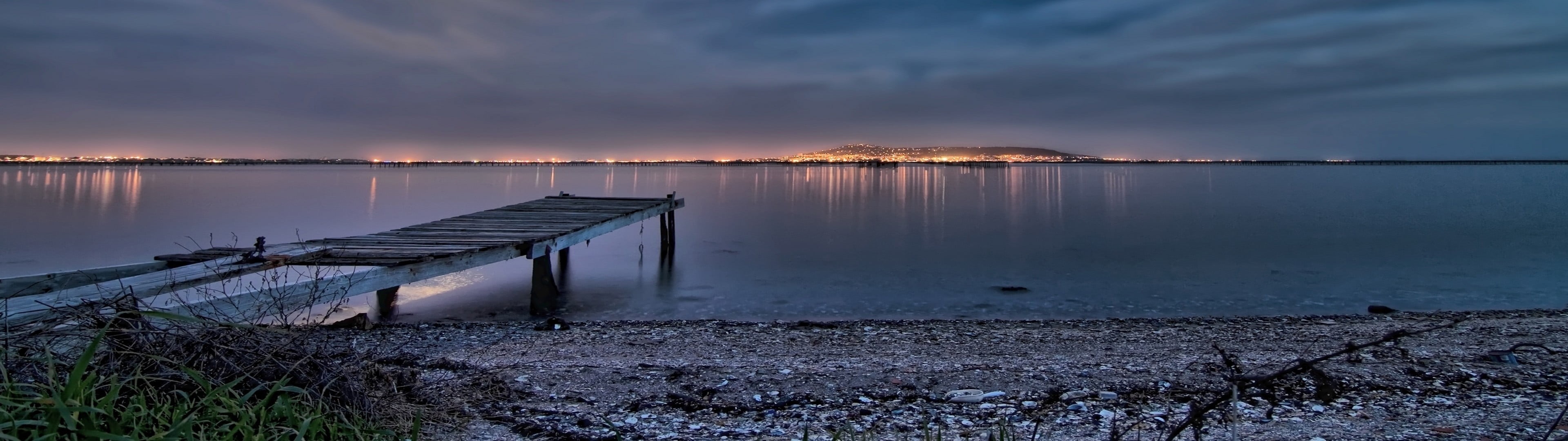nature, beach, environment, brown, outdoors, cloud - sky, sky, landscape, tranquil scene, sunset, tranquility, pier, beauty in nature, 4K, scenics - nature, HD Wallpaper