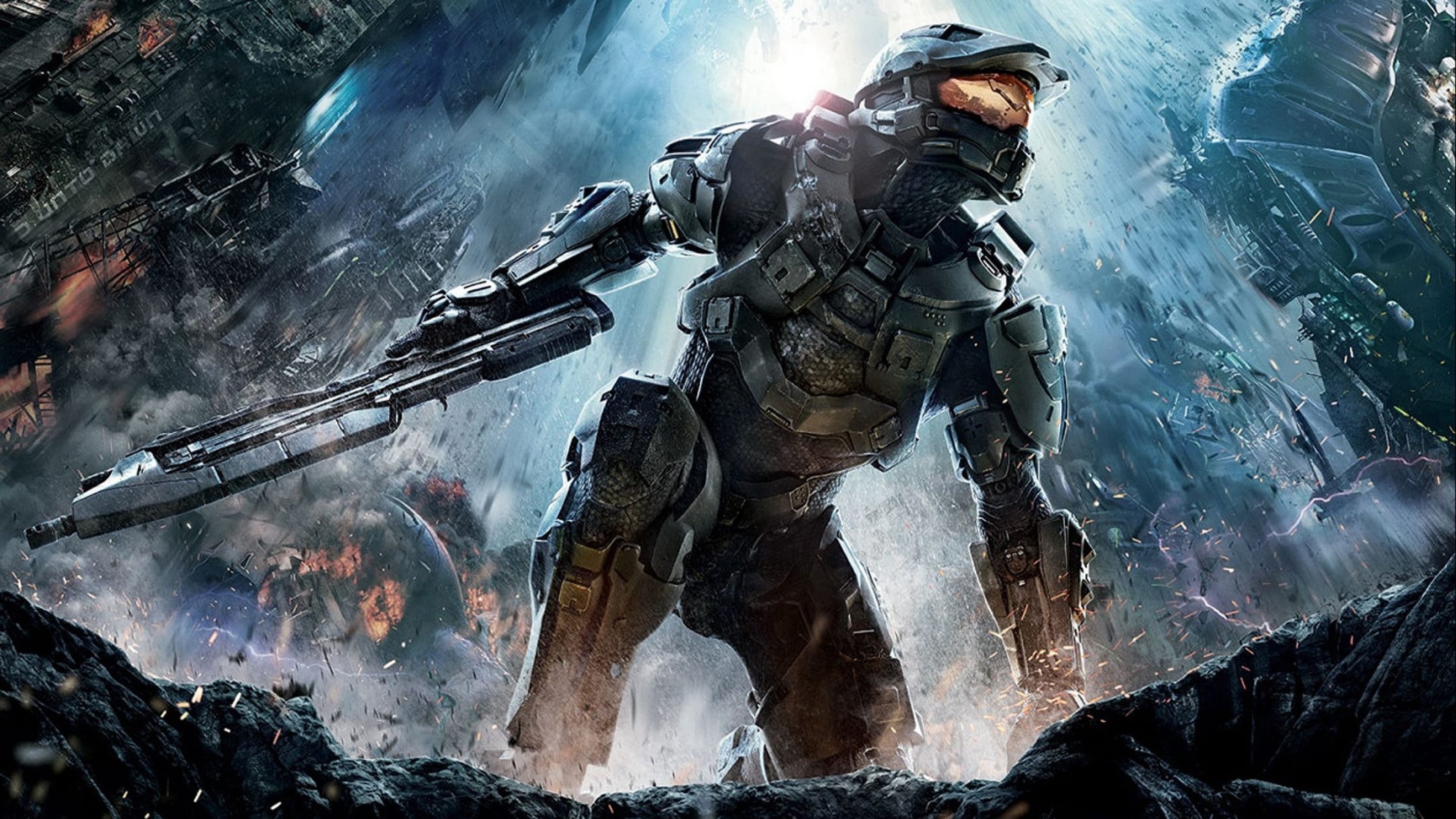 activity, day, government, weapon, 2K, sign, Master Chief, science fiction, communication, Halo 4, sea, nature, men, warning sign, Xbox 360, courage, sport, HD Wallpaper