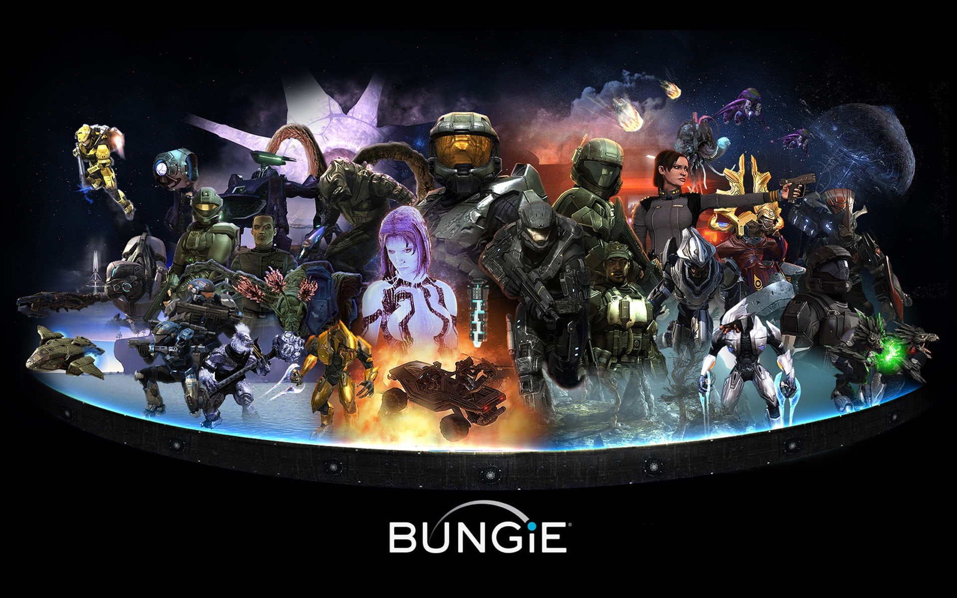 female likeness, close-up, video games, Bungie, representation, animal wildlife, animals in the wild, sea, large group of objects, multi colored, purple, HD Wallpaper