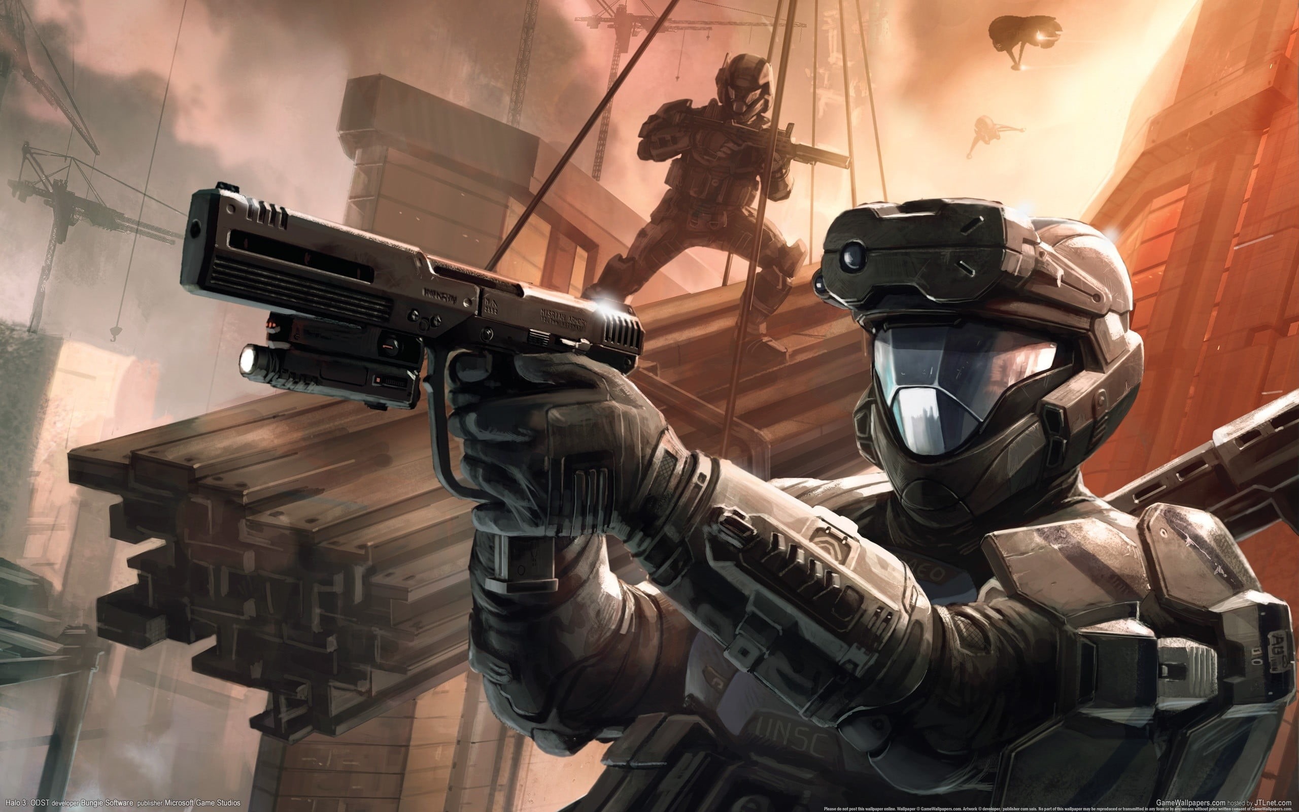 character, human body part, poster, Halo, people, conflict, sign, protection, military, gun, Halo 3: ODST, technology, aggression, 2K, machine gun, government, HD Wallpaper
