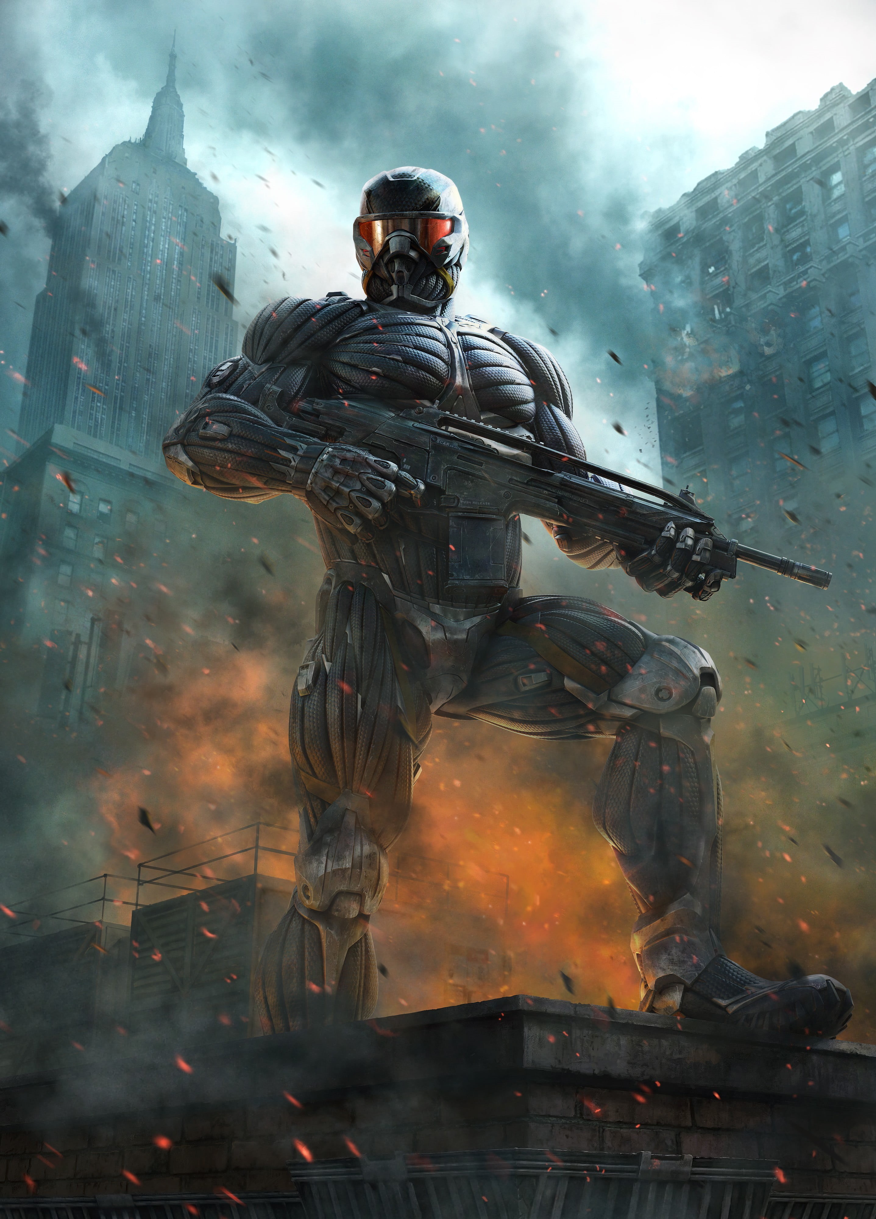 poster, aggression, clothing, halo, game, smoke - physical structure, helmet, conflict, security, protection, adult, sign, gun, headwear, military, warning sign, Phone HD Wallpaper